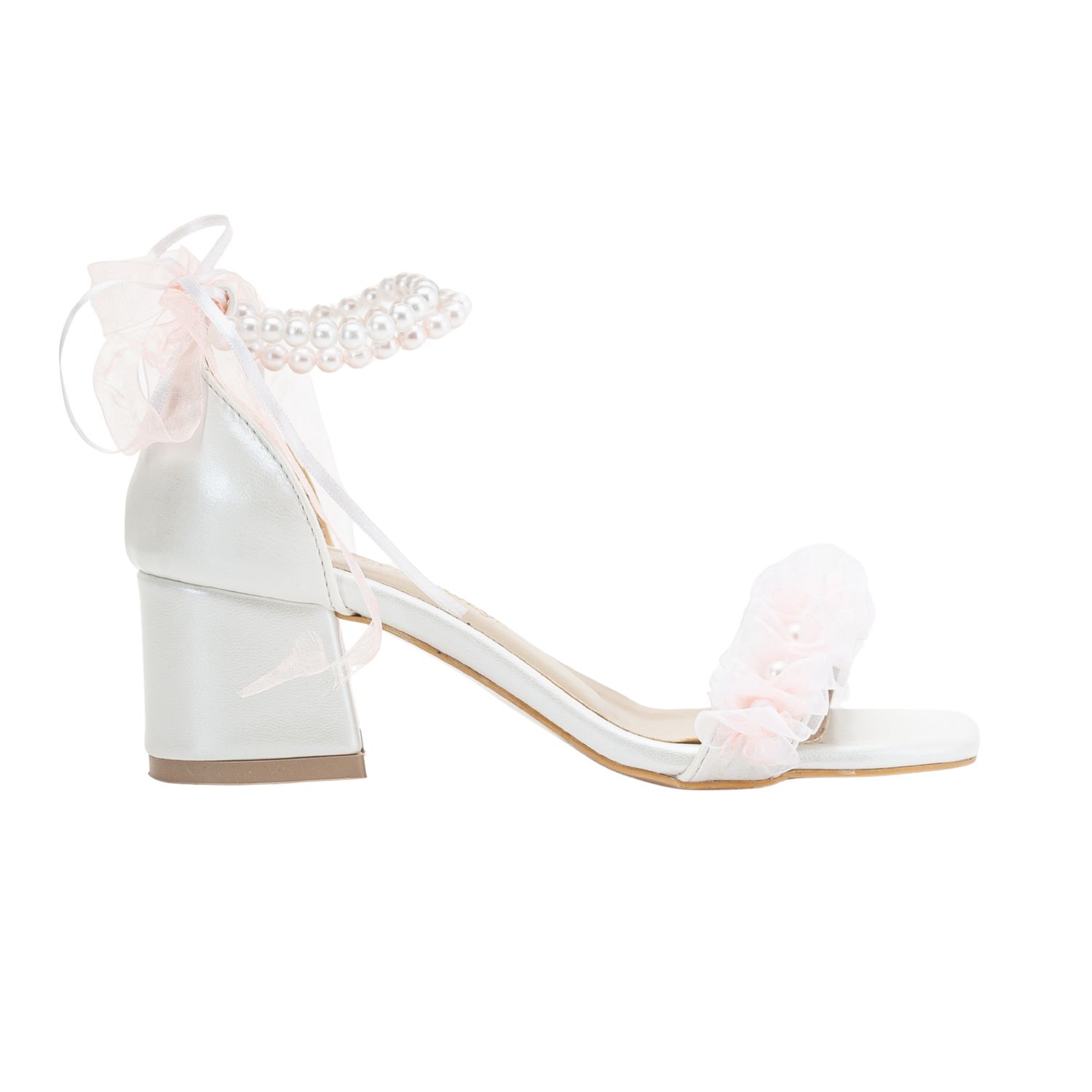 Forever & Always Shoes Women's White Moana Lace Bridal Sandals With Pearls In White