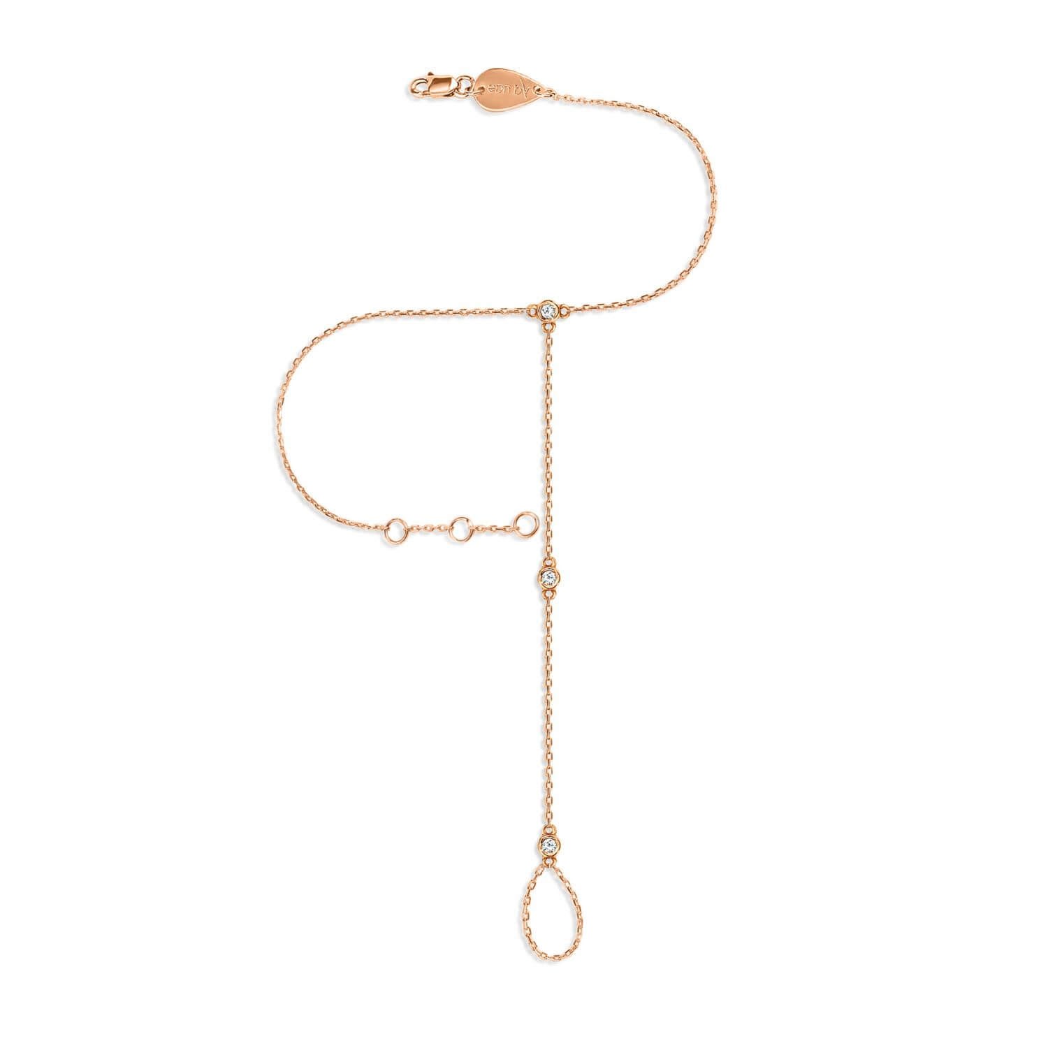 Women’s Hand Chain Pure Diamonds And Eighteen K Gold-Rose Gold Aquae Jewels