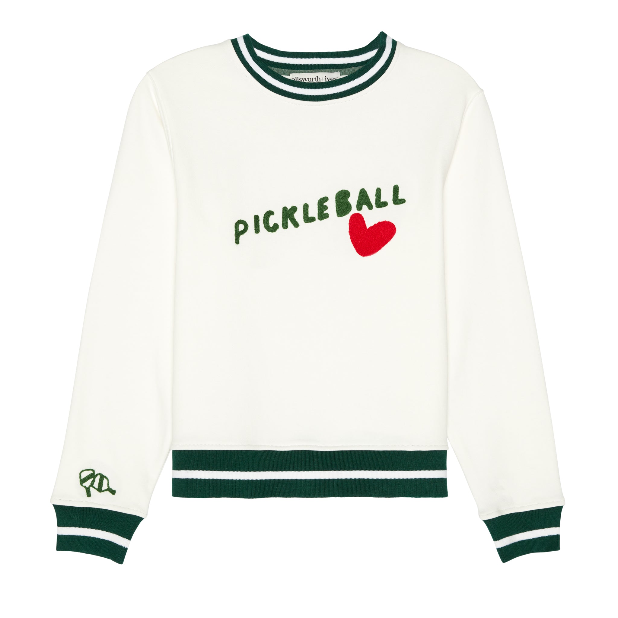 Ellsworth + Ivey Women's White Pickleball Heart Sweatshirt In White