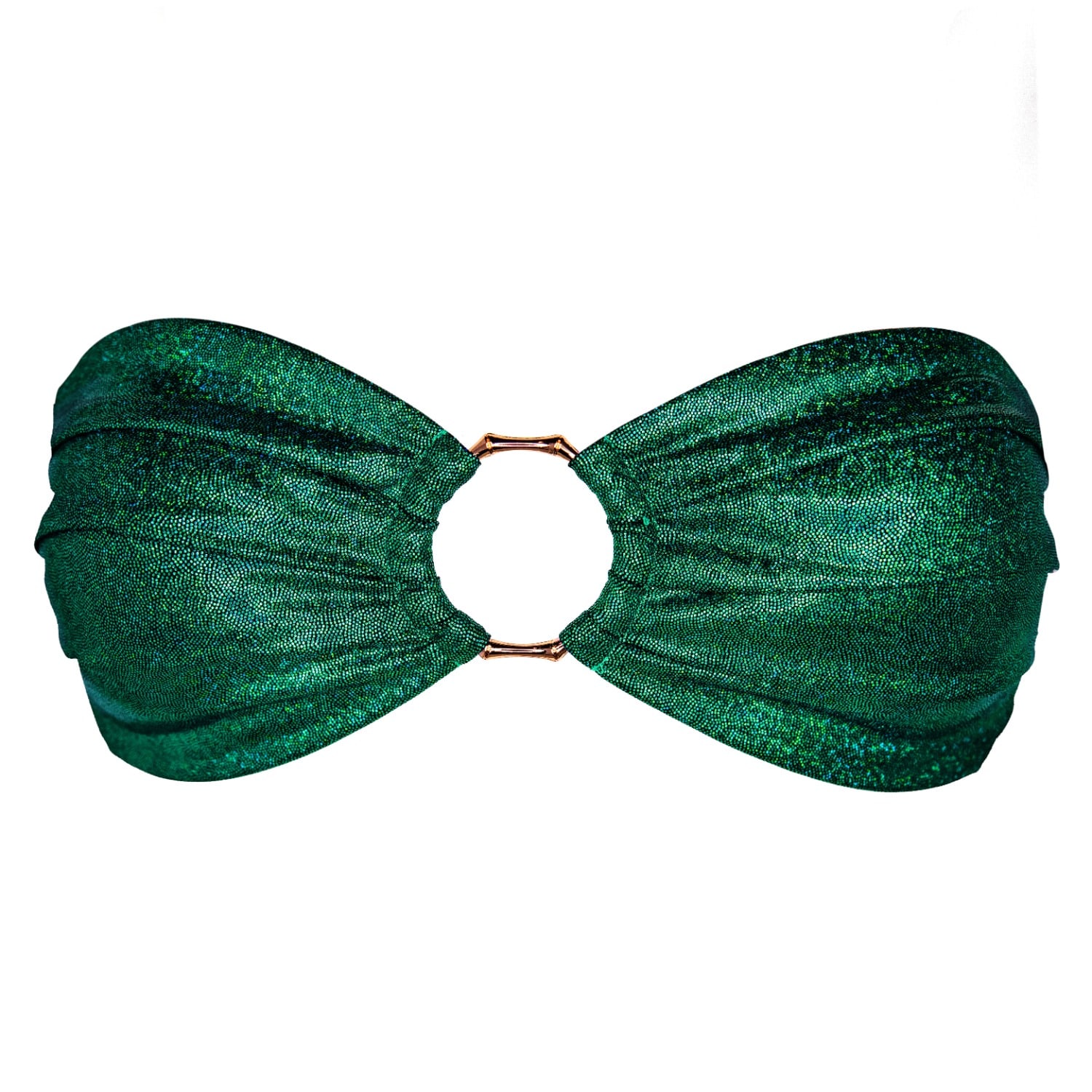 Women's Frida Bandeau Bikini Top - Glitter Green | Extra Small | Enez Swim