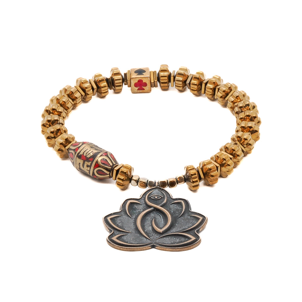 Women’s Silver / Gold / Yellow Lotus Flower Mantra Bracelet Ebru Jewelry