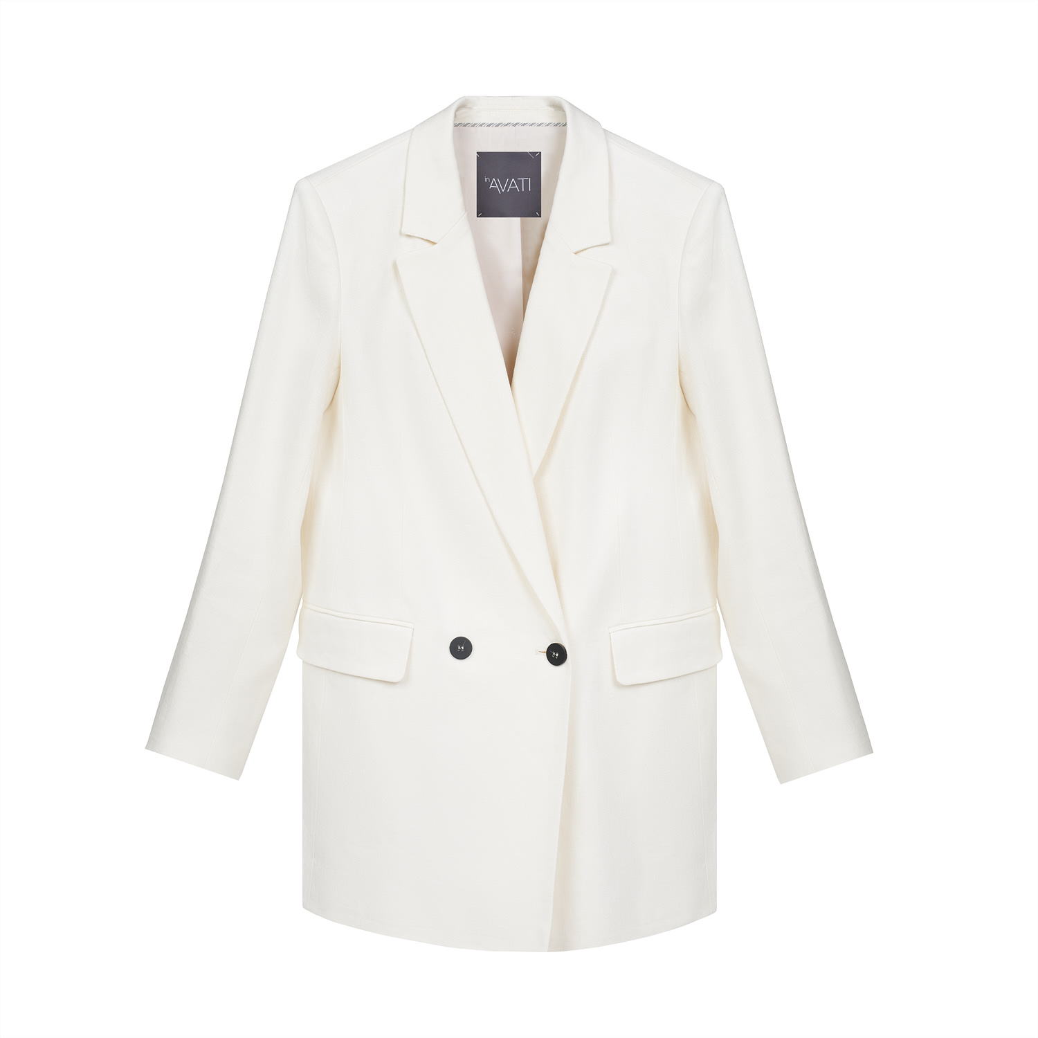 Inavati Women's White Double-breasted Ecru Jacket With Two Splits