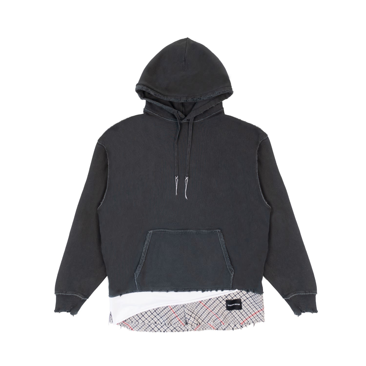 Mysimplicated Grey / White Oversized Three Layered Distressed Hoodie In Grey/white