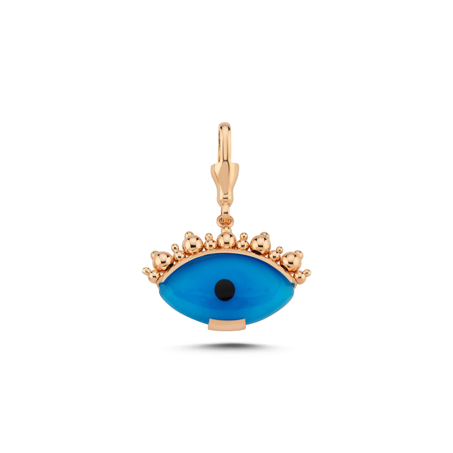 Ecce | Artisan Diamonds Women's 14k Solid Gold Eye See You With Ball Eyelash Charm - Sea Blue In Blue