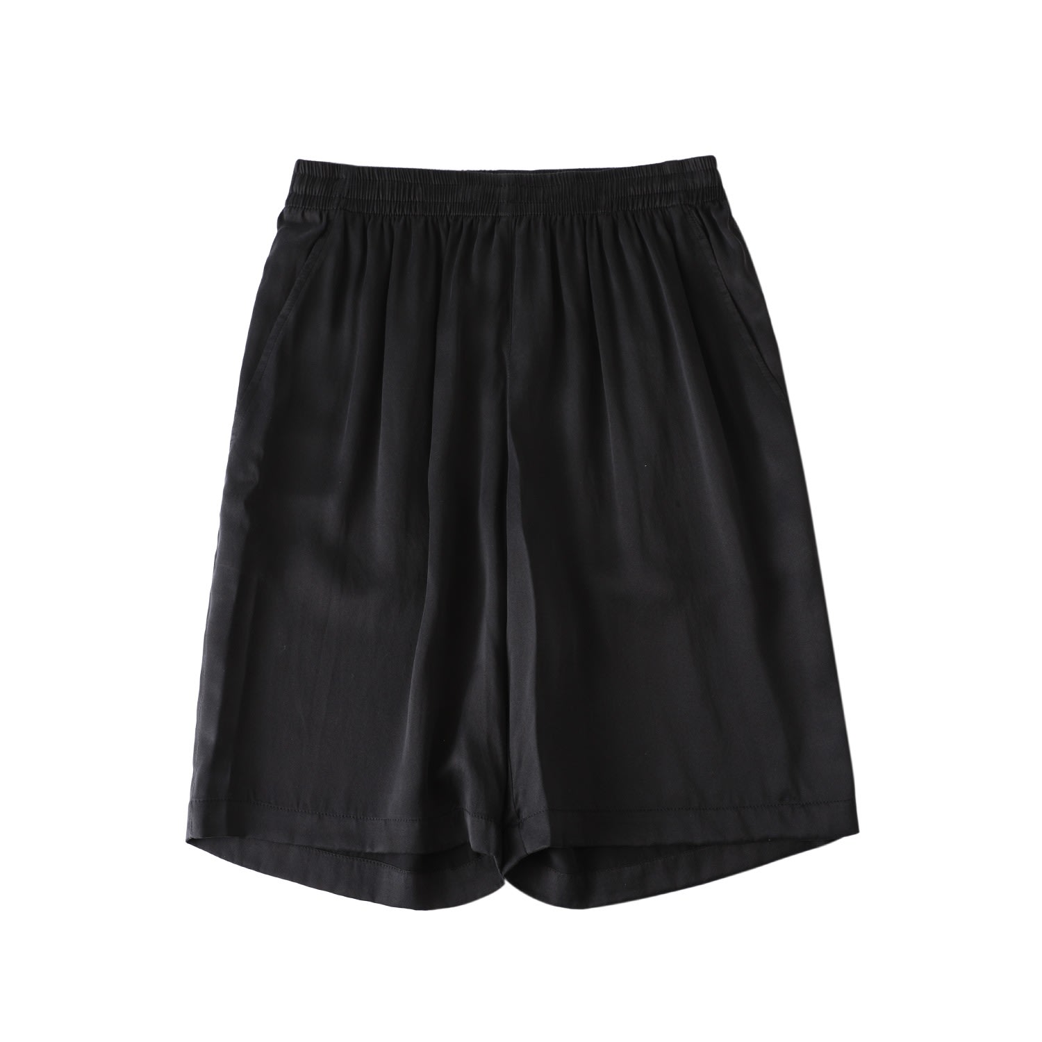Pure Mulberry Silk Men Shorts Mid Waist Black Sueded Silk Charmeuse Extra Large Soft Strokes Silk