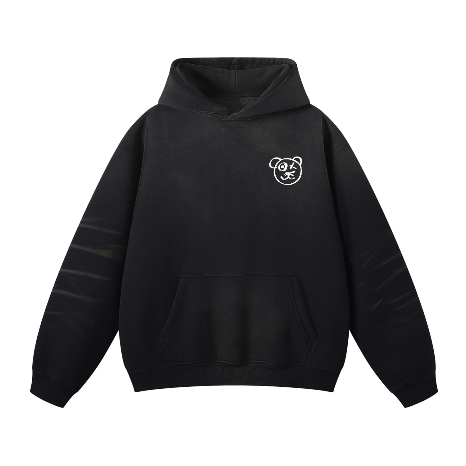X Ilona Blue Black / Brown / White Universal Graffiti Bear Peak Hoodie In Black