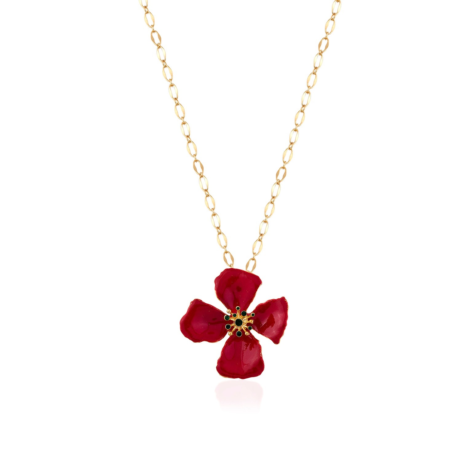 Milou Jewelry Women's Red Hibiscus Flower Necklace In Red