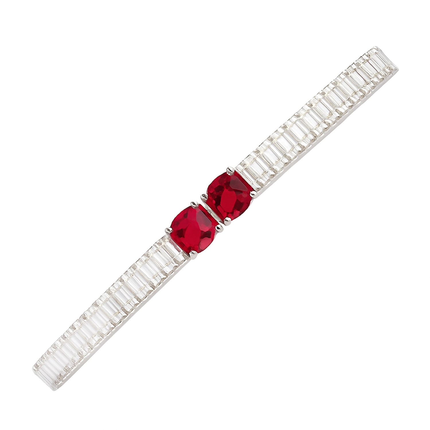 The Gala Women's Silver / Red Twin Ruby Bracelet In Multi