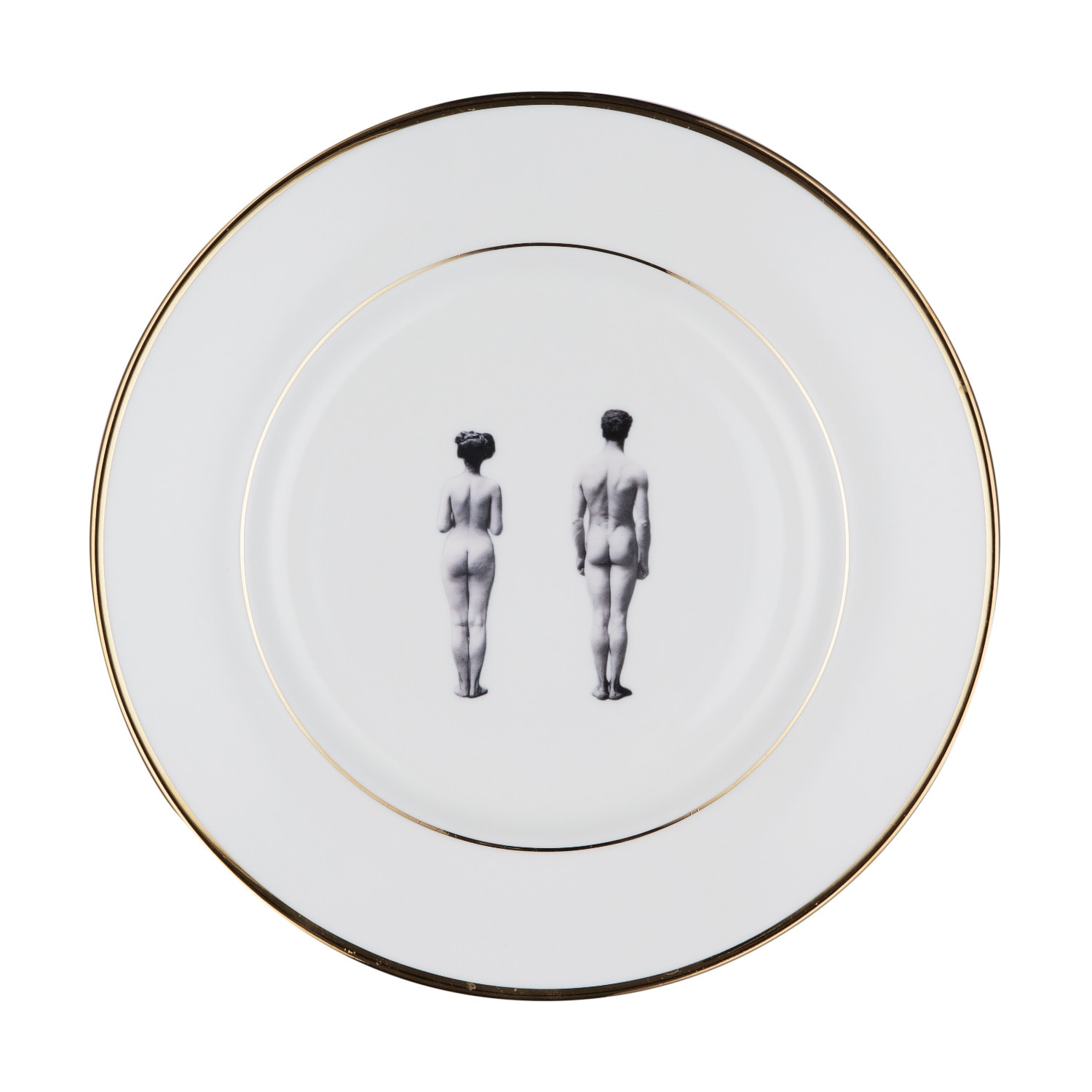Melody Rose London White / Gold Models Bone China Dinner Plate In Multi