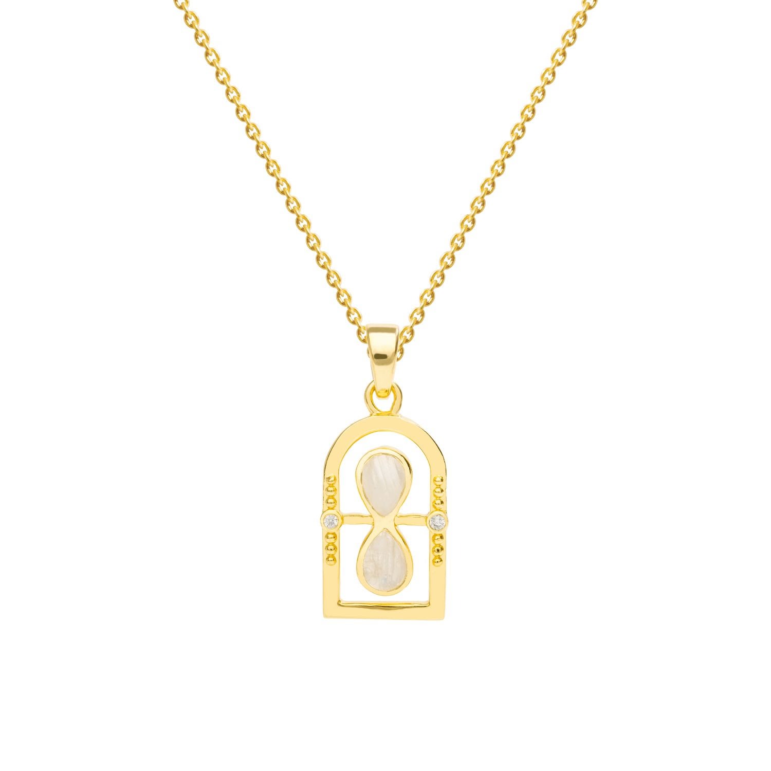 Lavani Jewels Women's White / Gold Goldplated The Hourglass Necklace In Gold