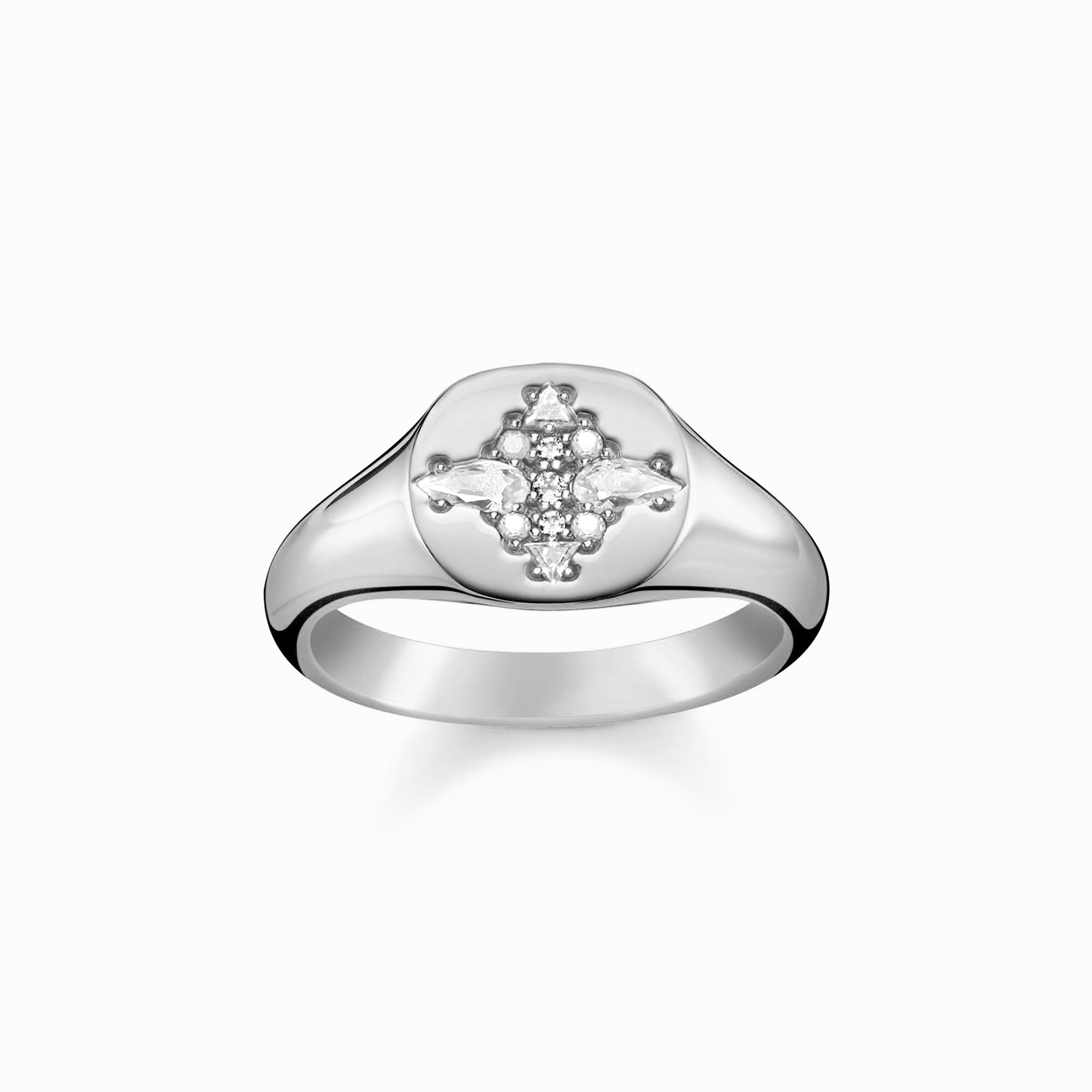 Gold Trip Women's Star Signet Ring In Silver In Silver