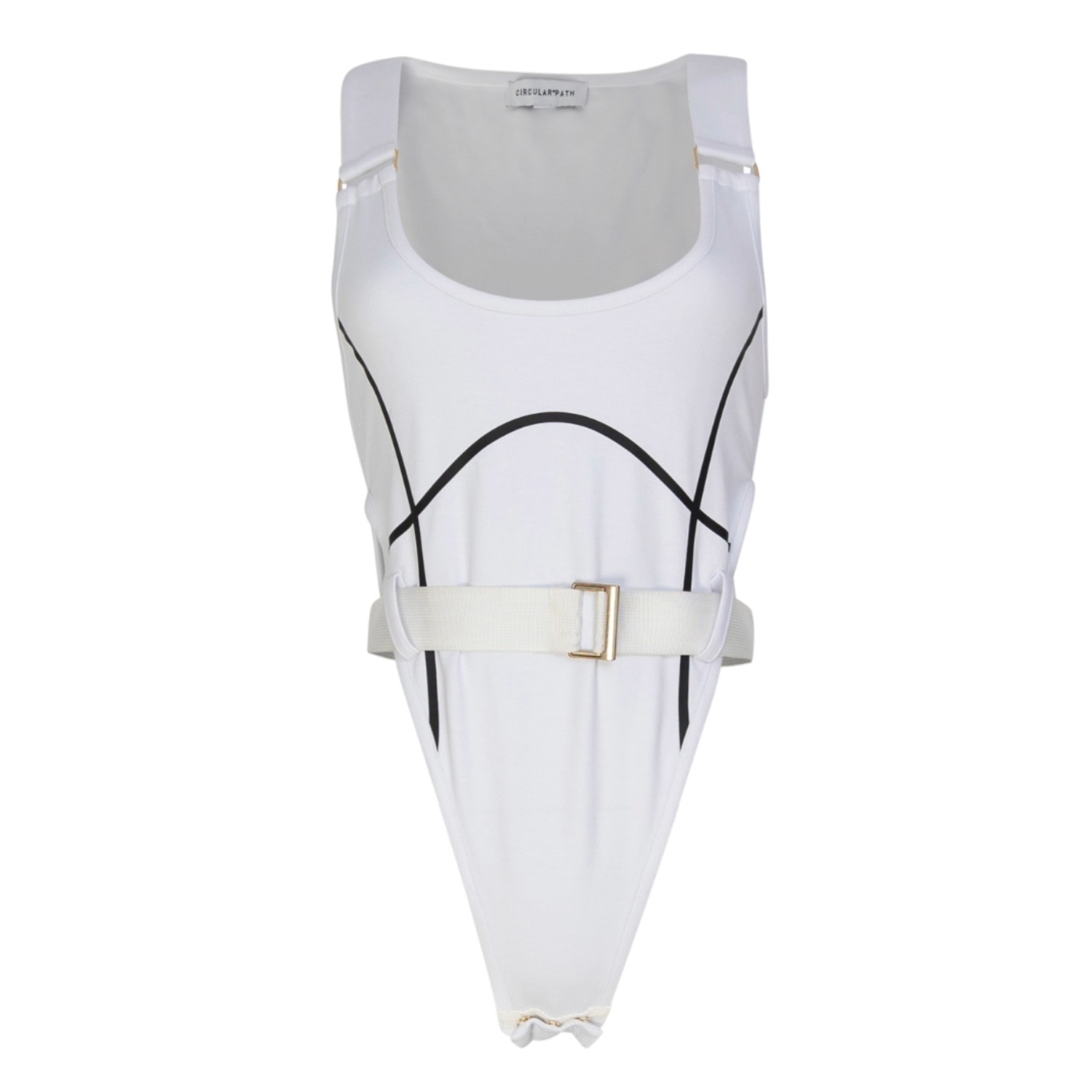 Circular Path Women's Gold / White High Cut Bodysuit - White-gold In Gold/white
