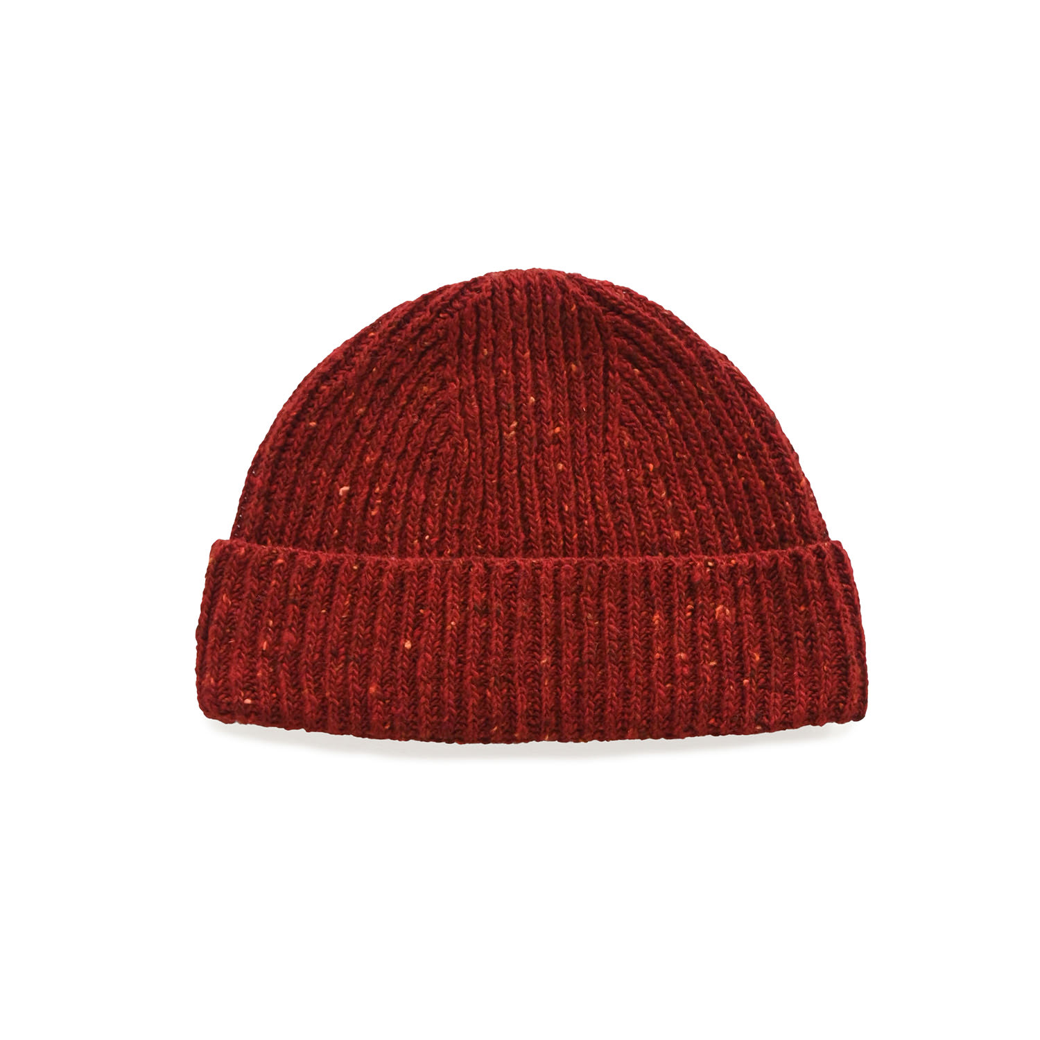 Oubas Men's Donegal Merino Wool Beanie Hat In Brick Red In Red