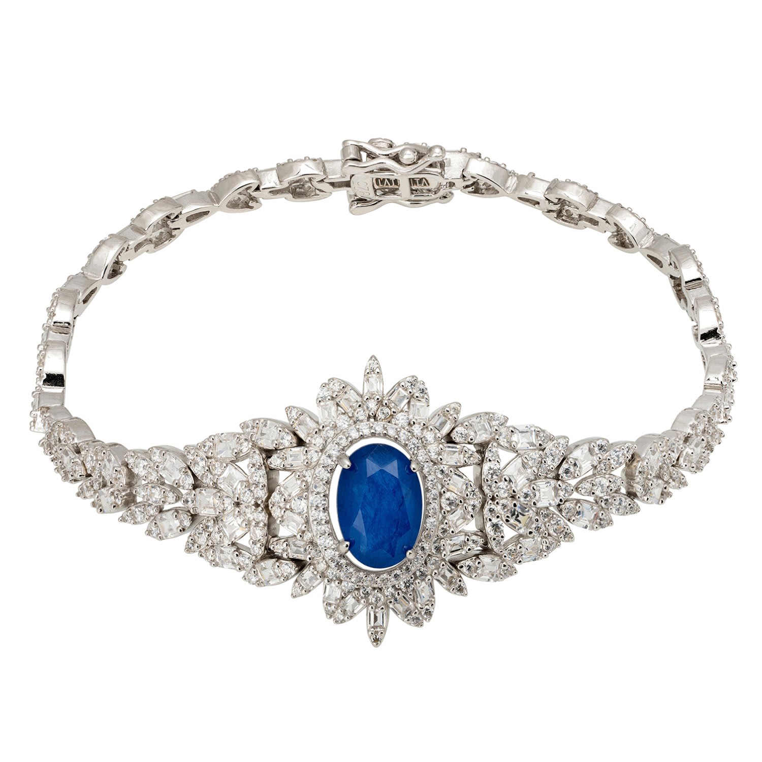 Women’s White / Blue / Silver Arabesque Splendor Bracelet Sapphire Silver Latelita