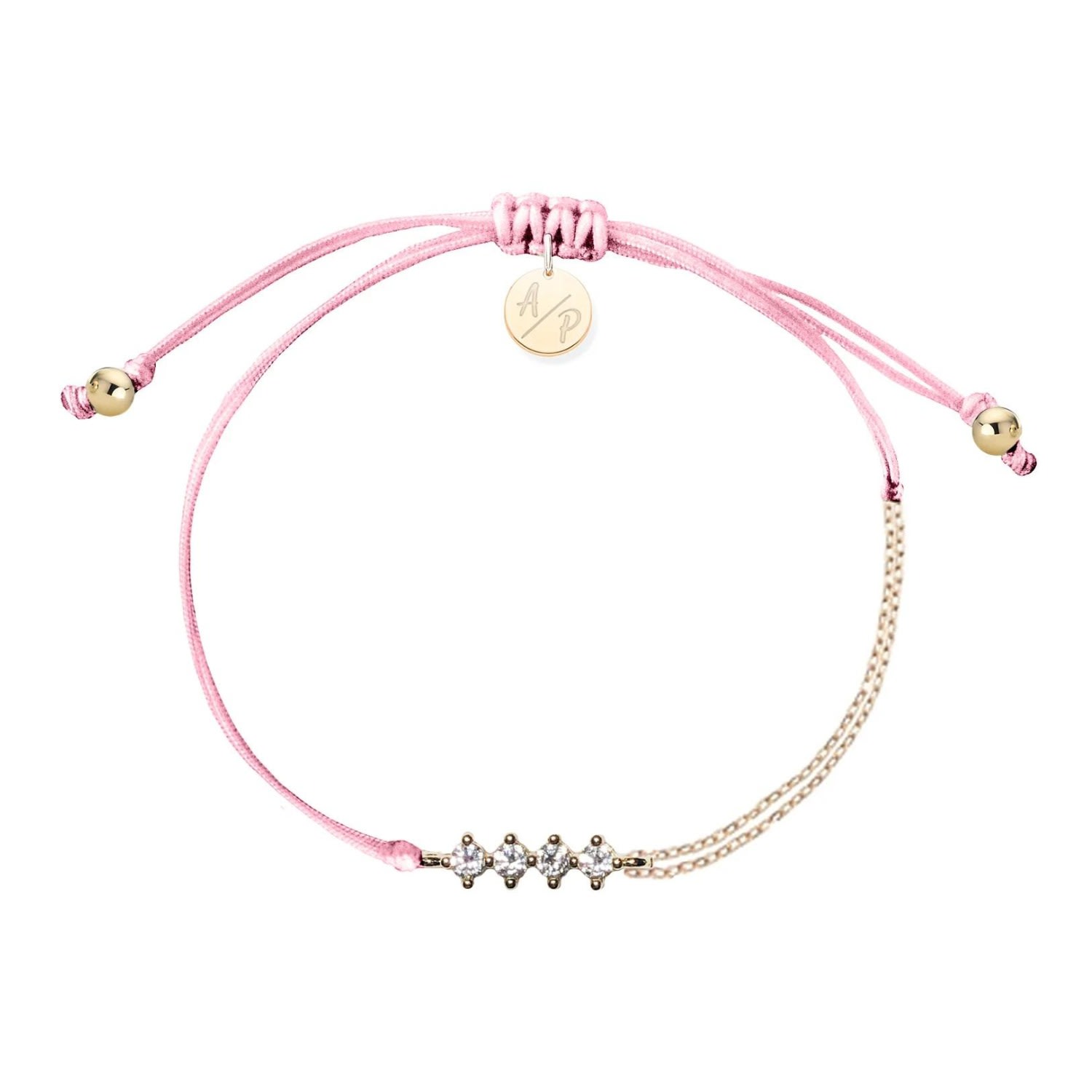 Adriana Pappas Designs Women's Cz Crystal Bar Bracelet On Colored Cord - Pink In Pink
