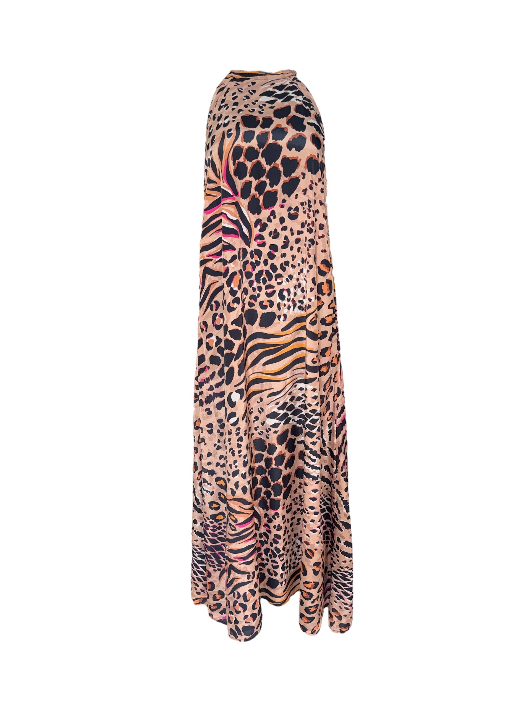 Any Old Iron Women's Neutrals / Orange / Pink Neutral Animal Halter Dress In Orange/pink