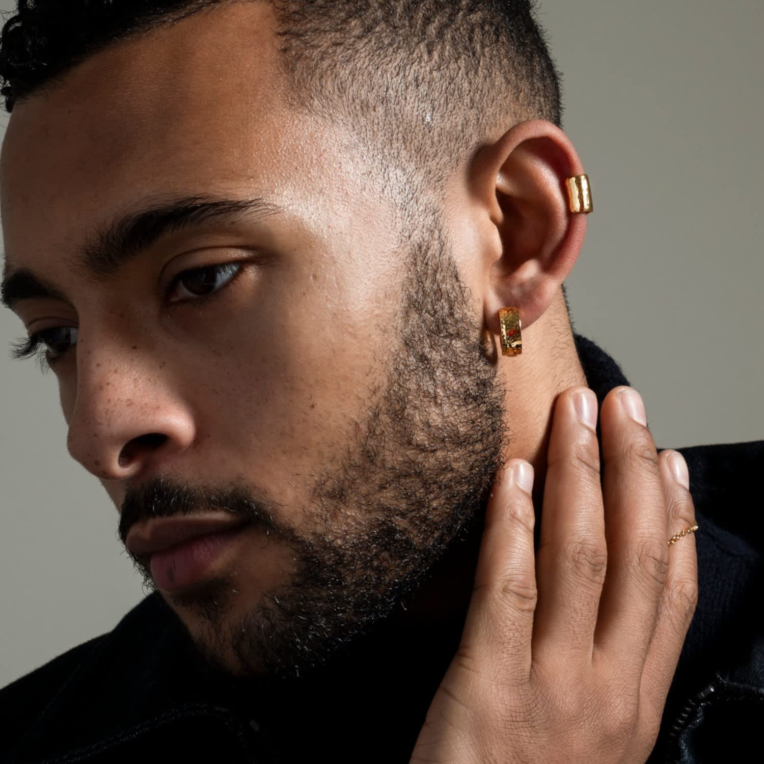 Men's Long Straight Nomad Ear Cuff In Vermeil | Dower & Hall