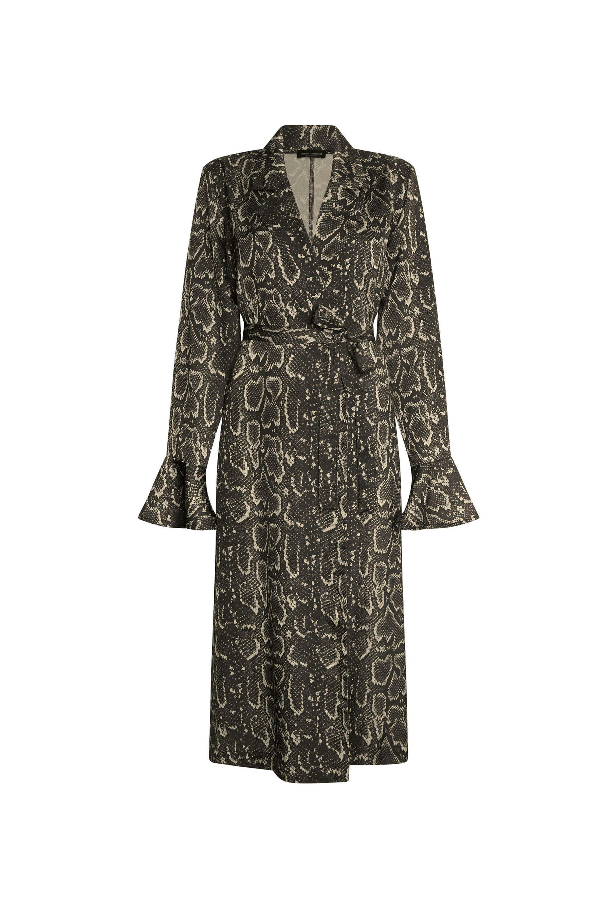 James Lakeland Women's Neutrals Snake Beige-black Wrap Dress In Beige/black