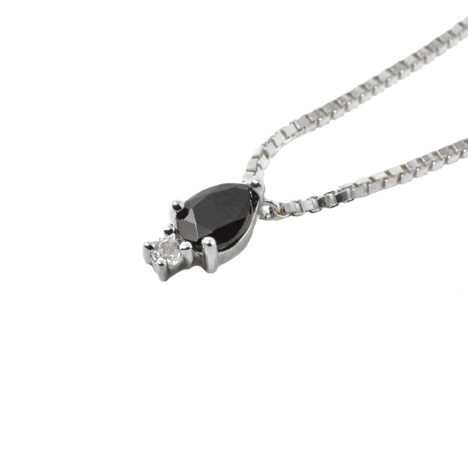 Nasi Silver Women's Black Pear Atarah Necklace- Onyx & White Topaz - Silver In Black