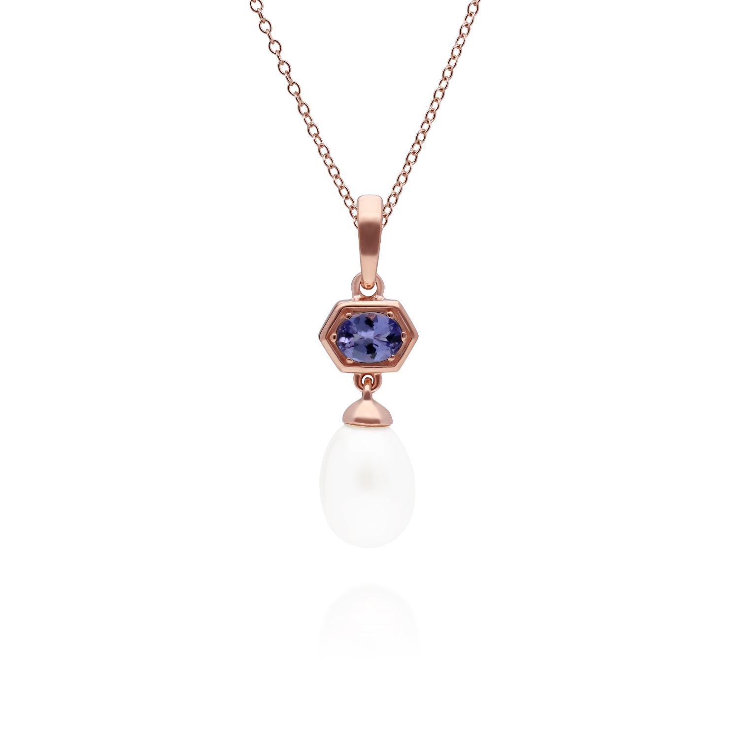 Women’s Pink / Purple Modern Pearl & Tanzanite Pendant In Rose Gold Plated Silver Gemondo