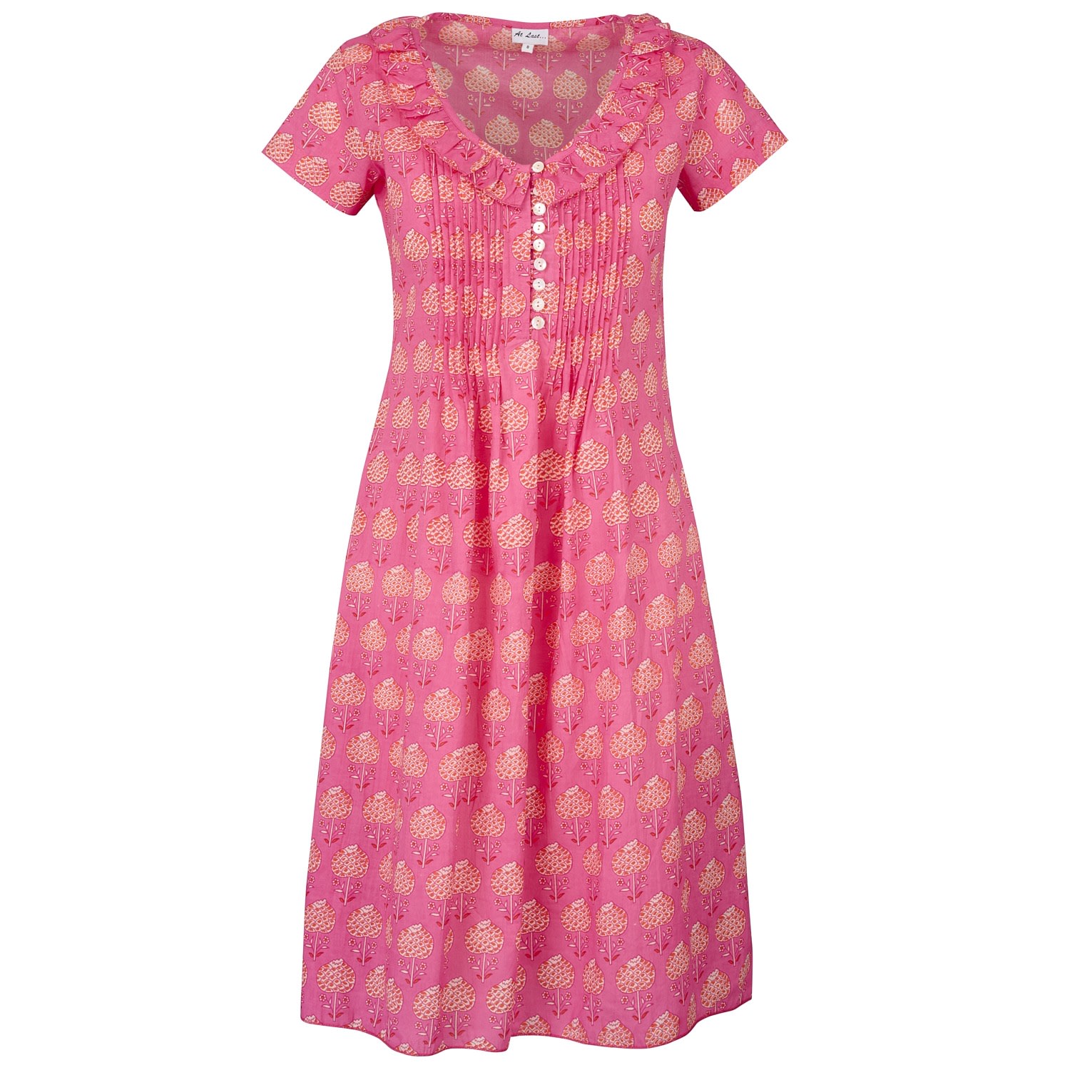 Women’s Pink / Purple Karen Short Sleeve Day Dress In Pink With Orange Flower XXXL At Last...