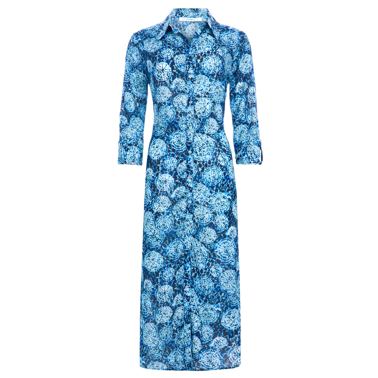 Women’s Ocean Button Down Long Shirt Dress In Blue Medium N’onat