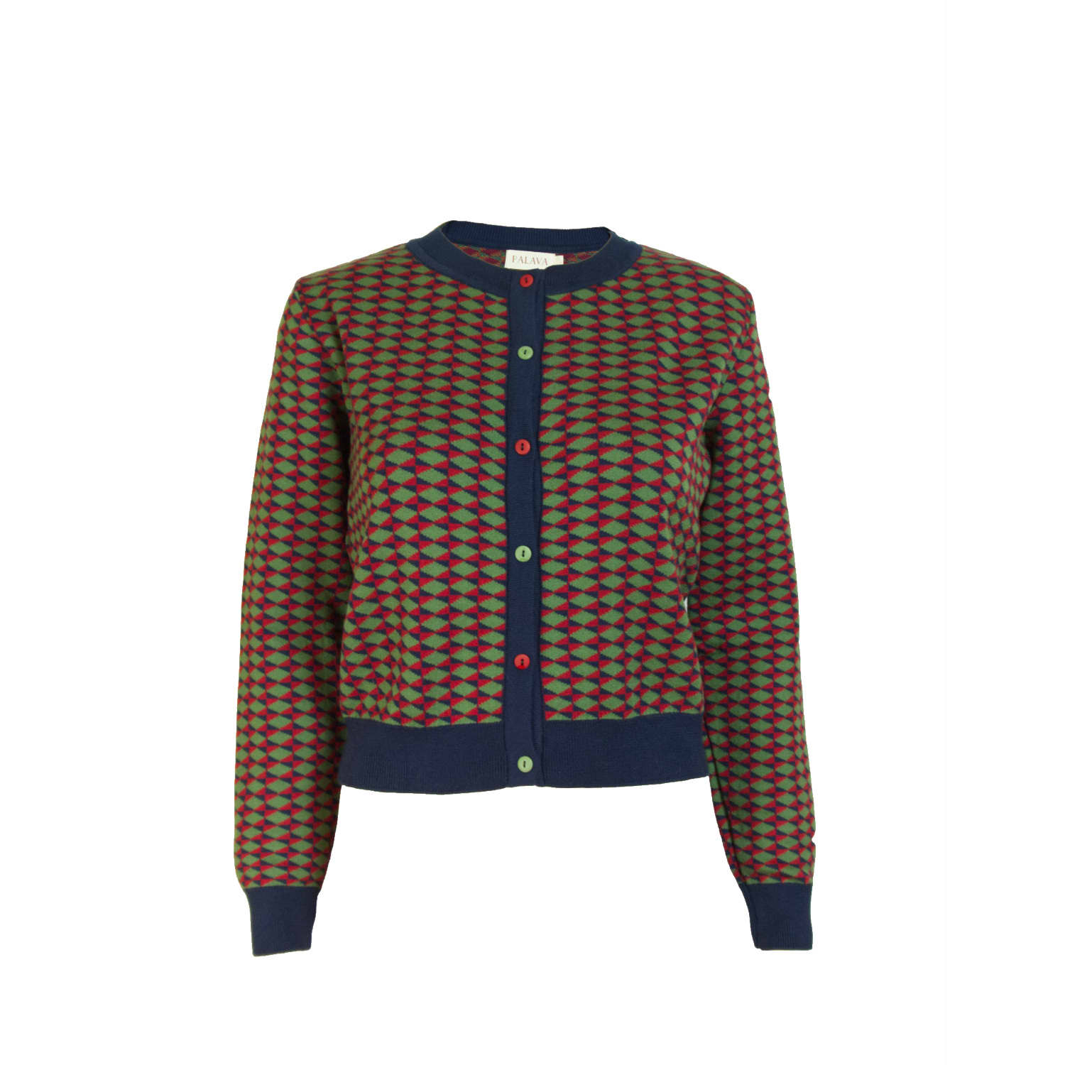 Vera - Navy Harman Jacquard Cardigan | Palava | Wolf & Badger