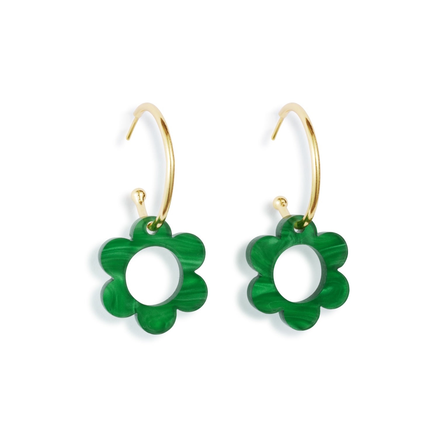 Toolally Women's Green / Gold Charming Flower Hoop - Grass Green & Gold Vermeil In Green