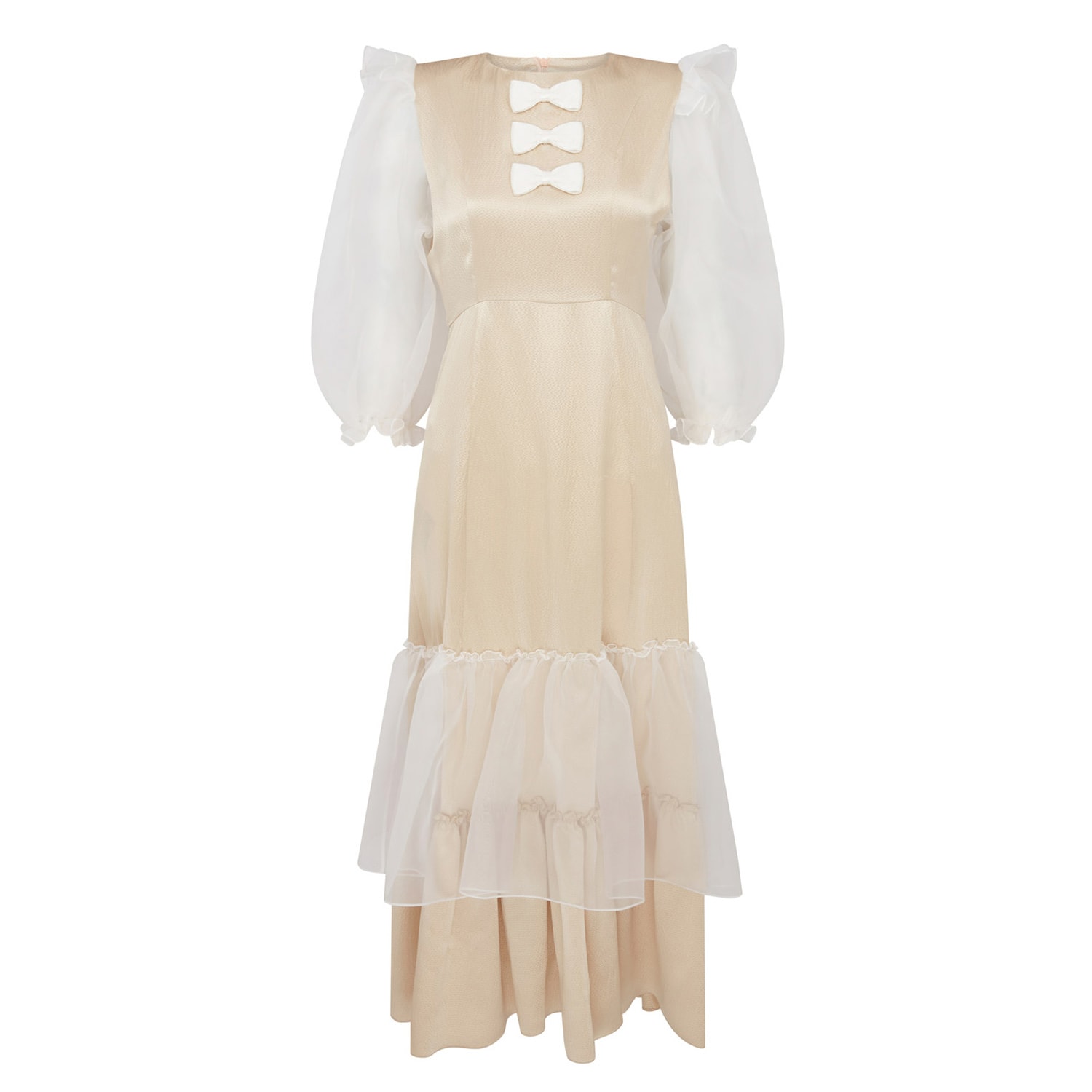 Women's White / Gold Silk Cloud Puff Dress | Small | Lisa the Label