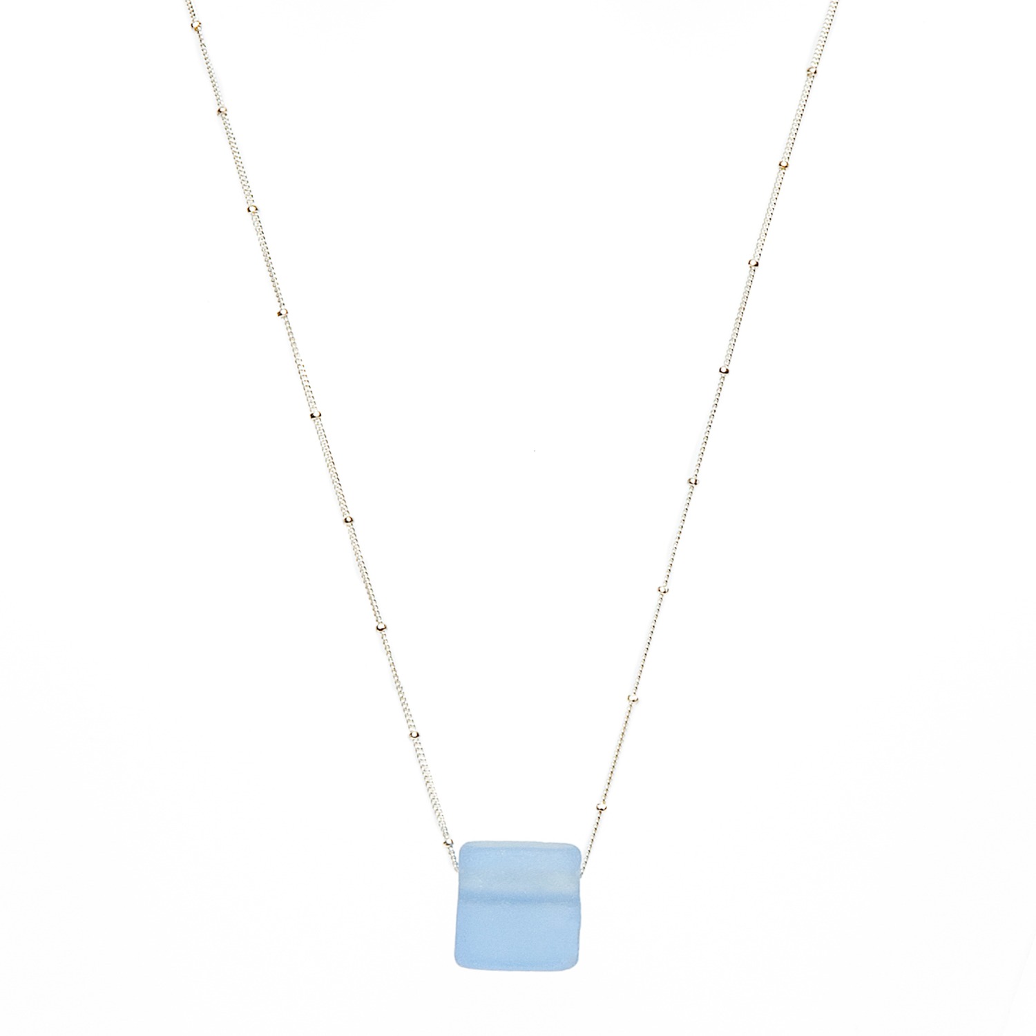 Smart Glass Jewelry Women's Pink / Purple Recycled Sake Bottle Cube Necklace Sterling Silver Periwinkle