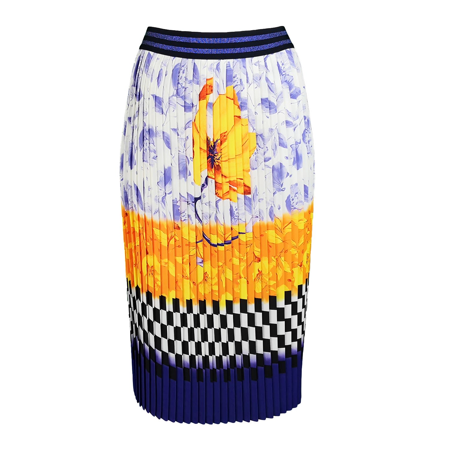 Lalipop Design Women's Colorful Digital Pleated Midi Skirt