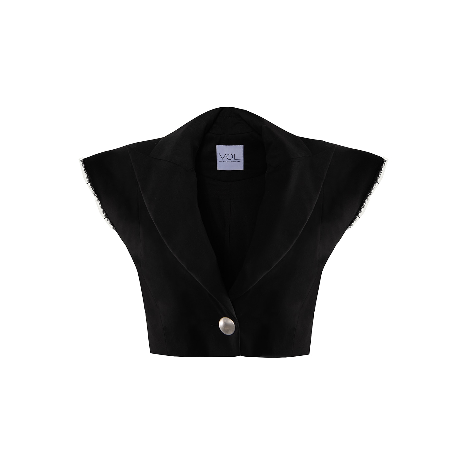 Vestiaire D'un Oiseau Libre Sleeveless Cropped Jacket In Black/white