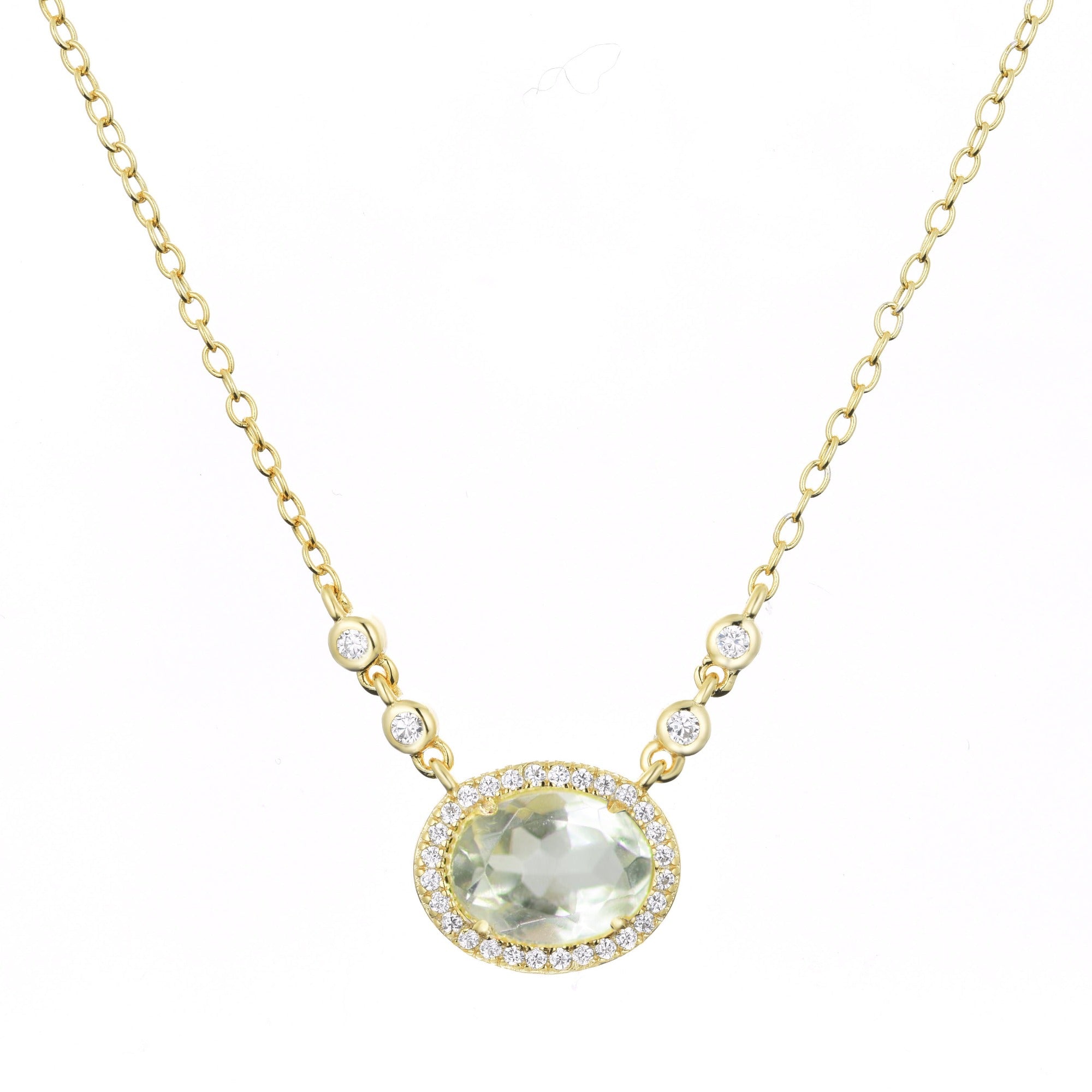 Women’s Neutrals / Green Aura Green Amethyst Gemstone Necklace Kamaria