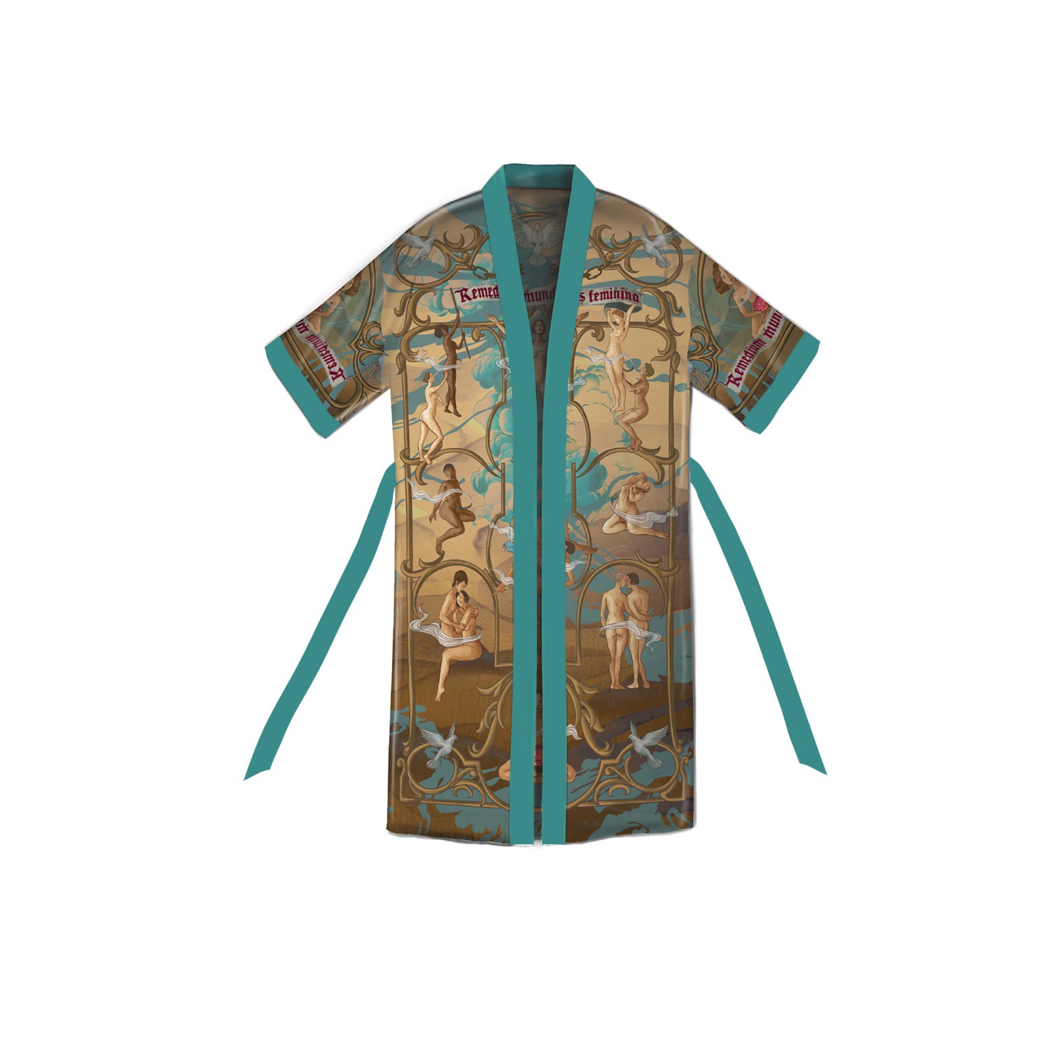 Qinkimo Women's Unique Sexy Kimono, Artistic Statement Piece "vis Feminina" Golden Edition In Gold