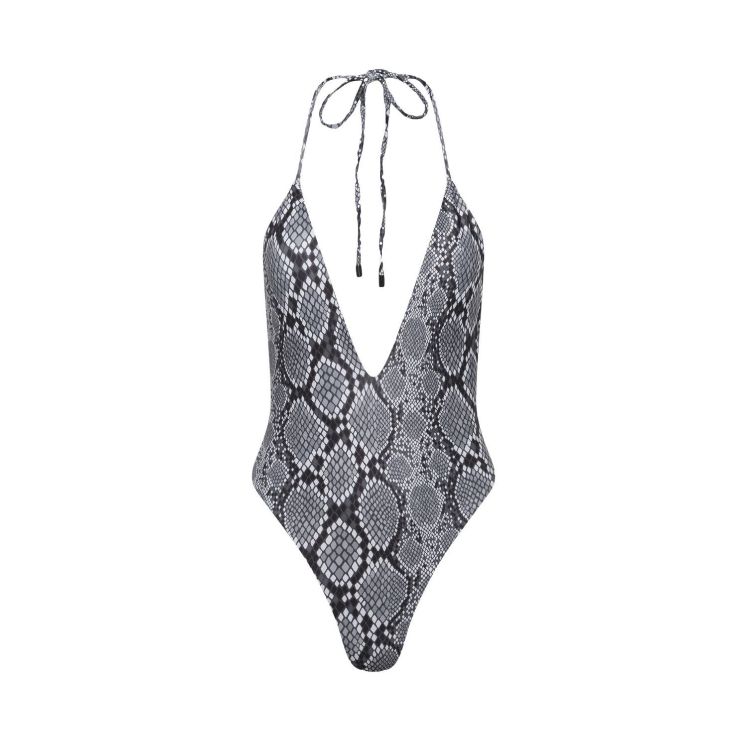 Playaluxe Women's Black Los Cabos Deep V One Piece Snake