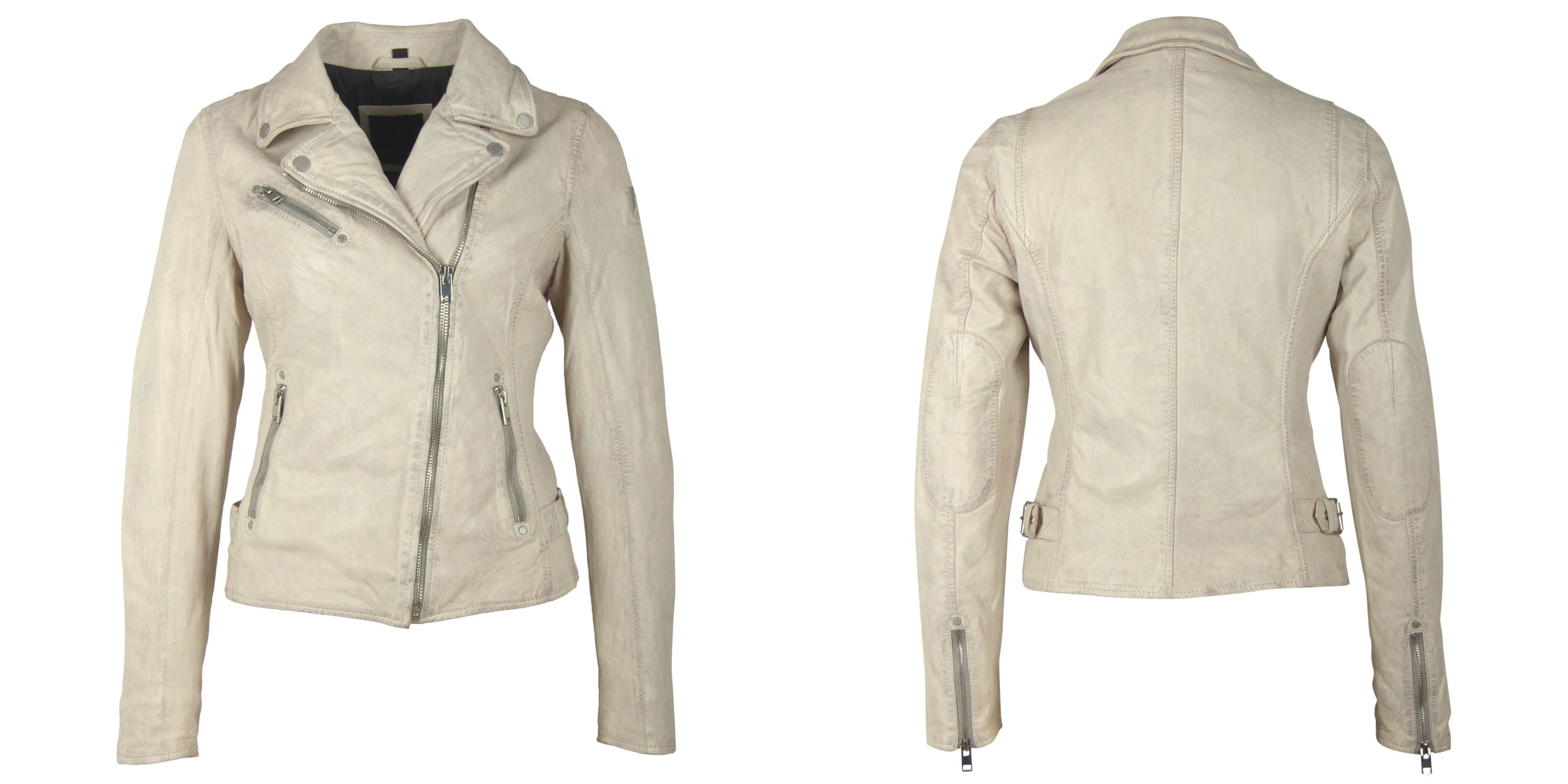 Mauritius Women's Neutrals Sofia Rf Leather Jacket, Off White In Black/white