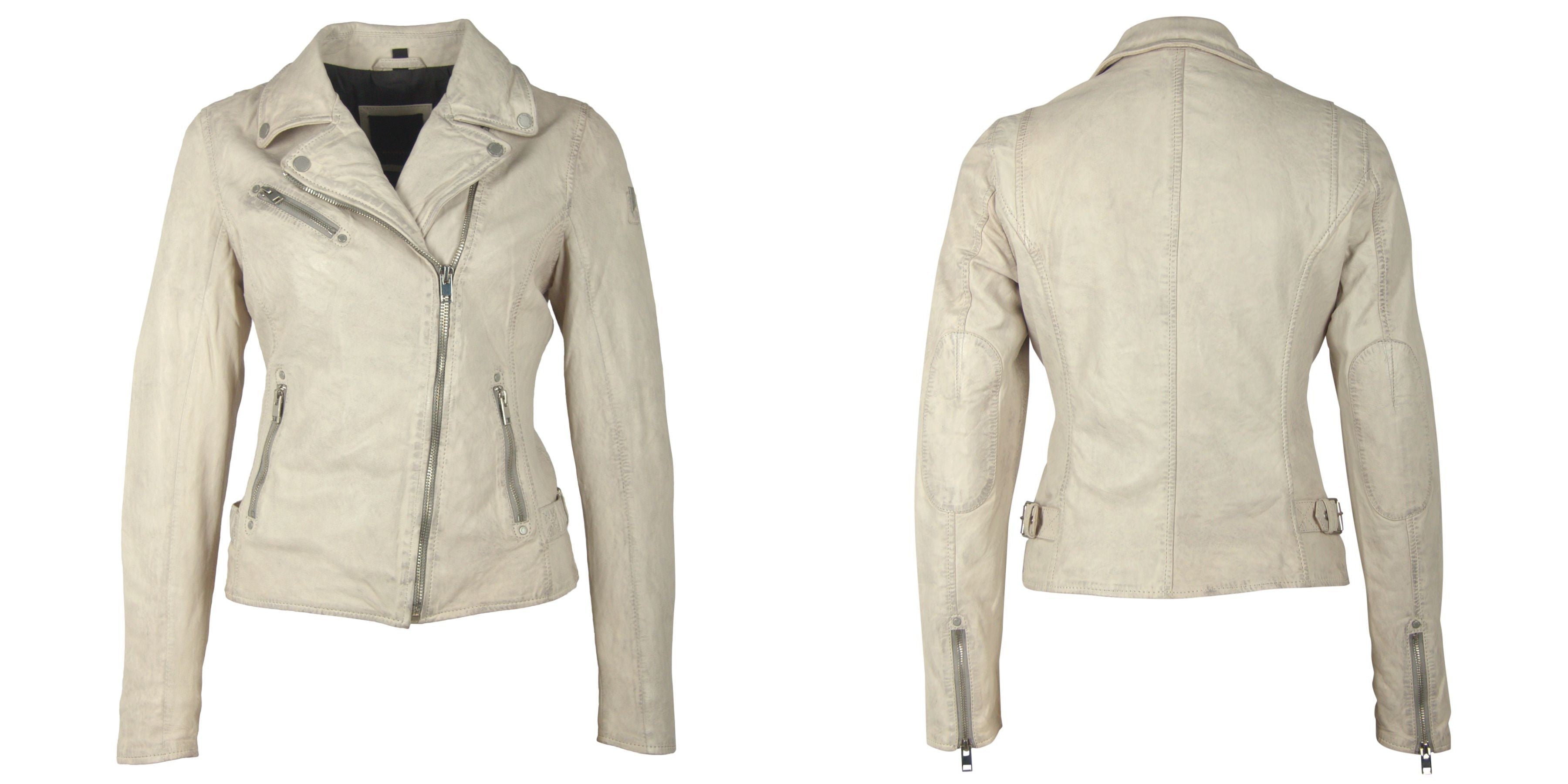 Women’s Neutrals Sofia Rf Leather Jacket, Off White Extra Large Mauritius