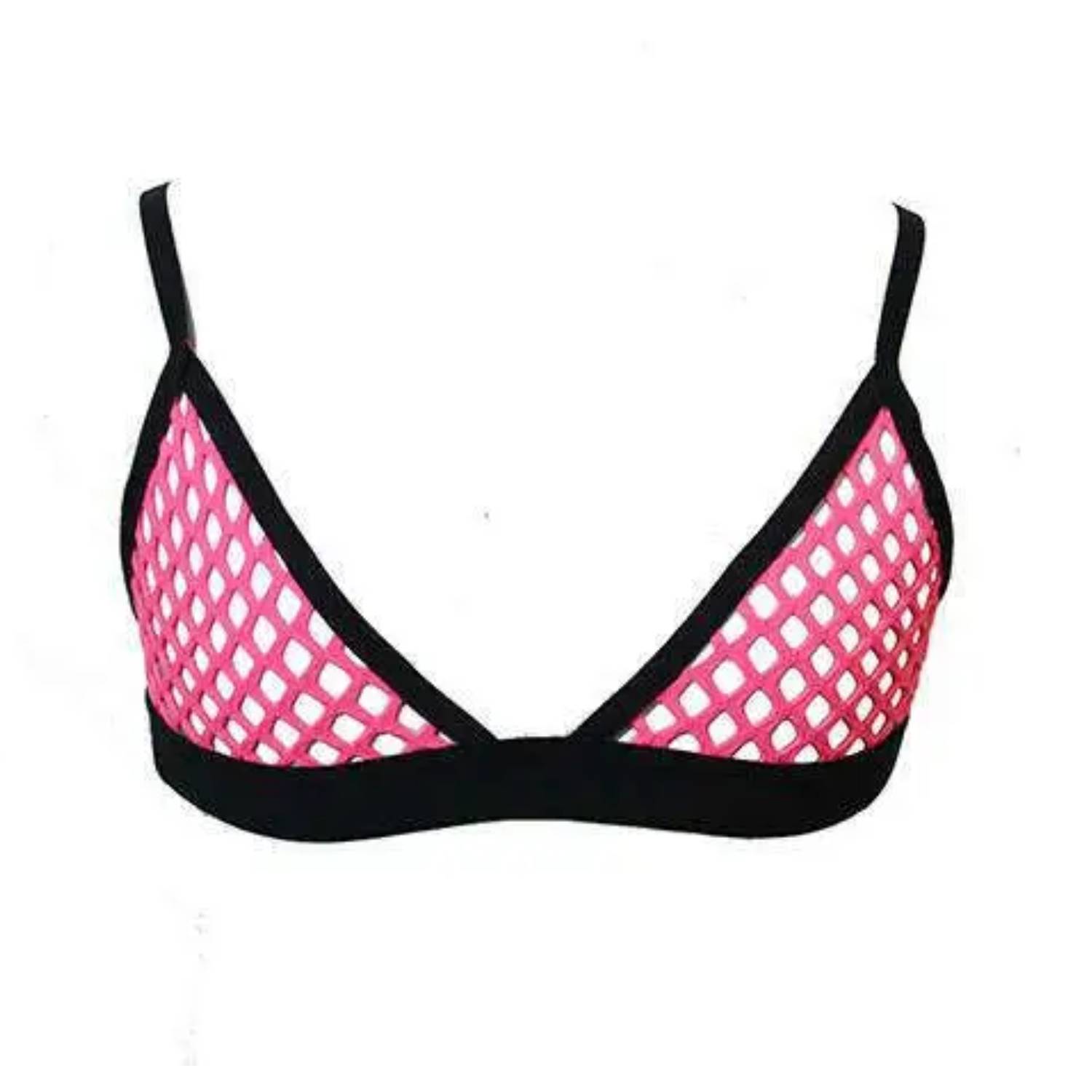 Hidden Beneath Women's Pink / Purple Fishnet Triangle Bralette - Summer Edition