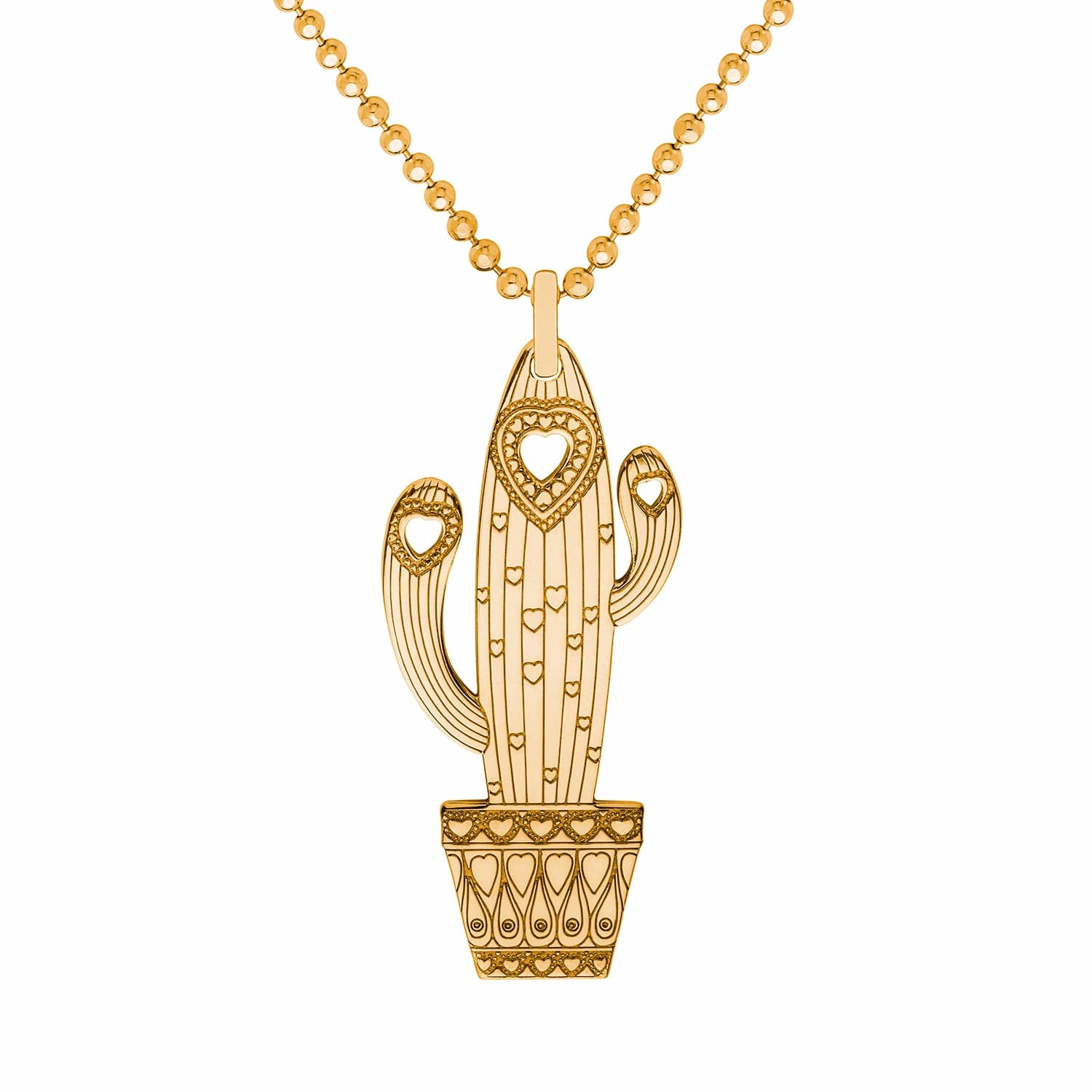 Gold cactus store pendant