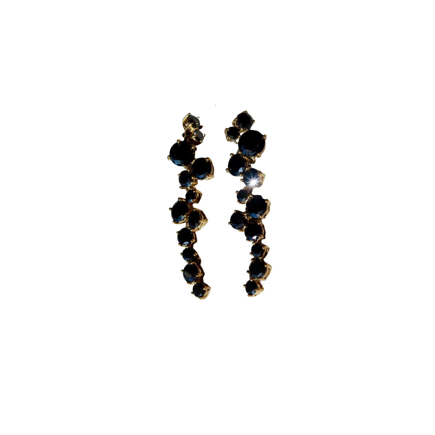 Iskra Women's Black / Gold Fame Earrings, Gold With Black Crystals