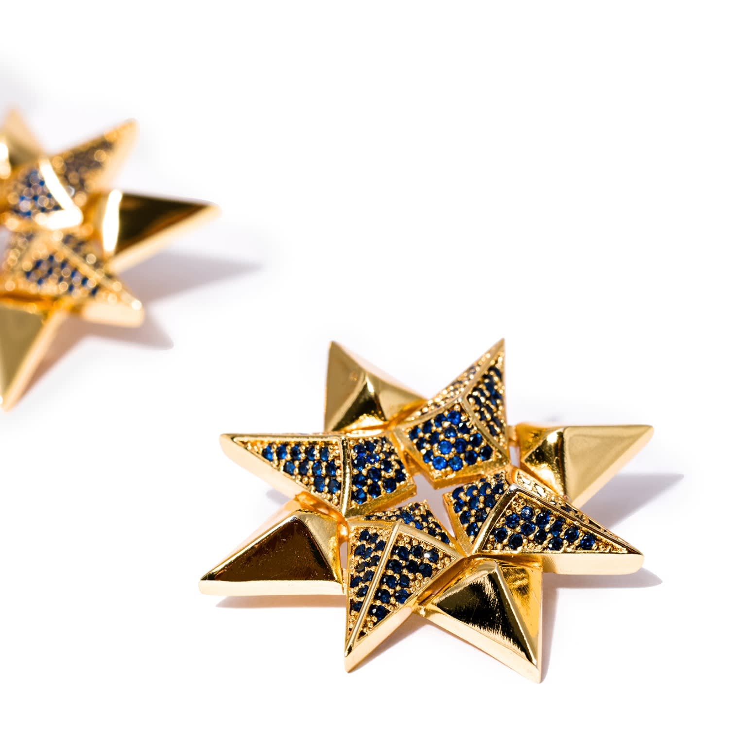 Kybele Studio Women's Gold / Blue Gold Starburst Earrings In Sapphire In Multi