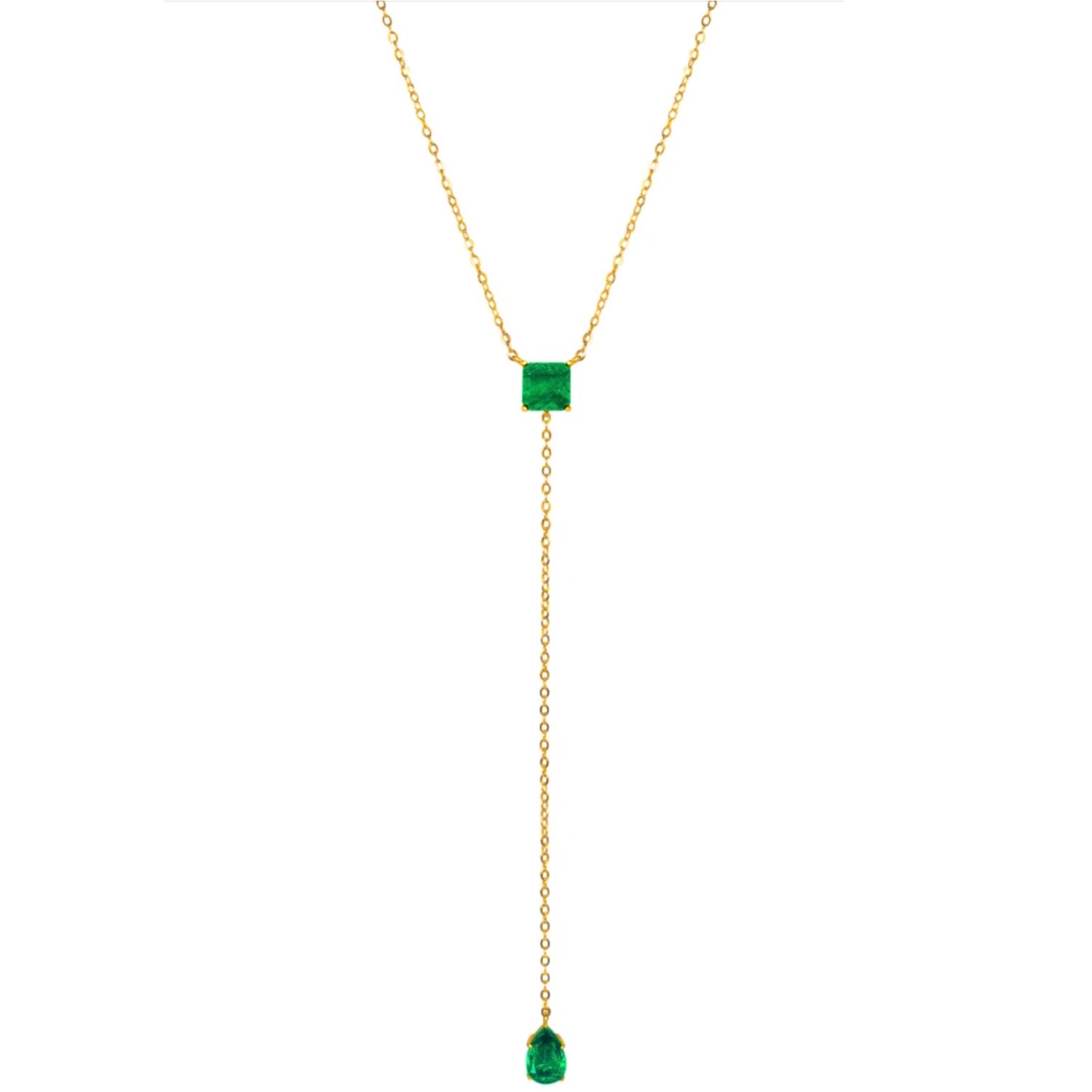 Women’s Gold / Silver Buaguette & Pear Emerald Lariat Y Necklace Selen Jewels