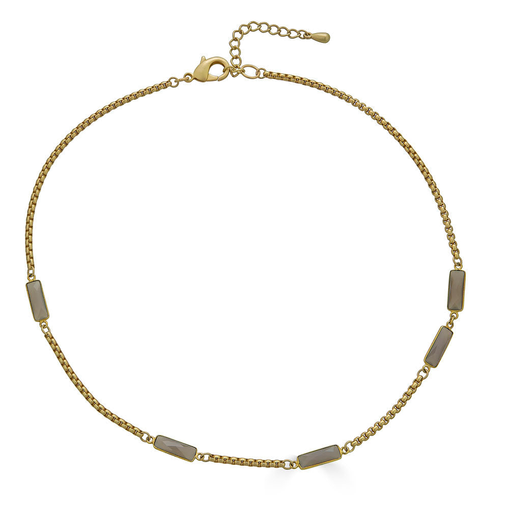 Loni Paul Jewelry Women's Gold / Grey Gray Moonstone Baguette Short Necklace In Gold