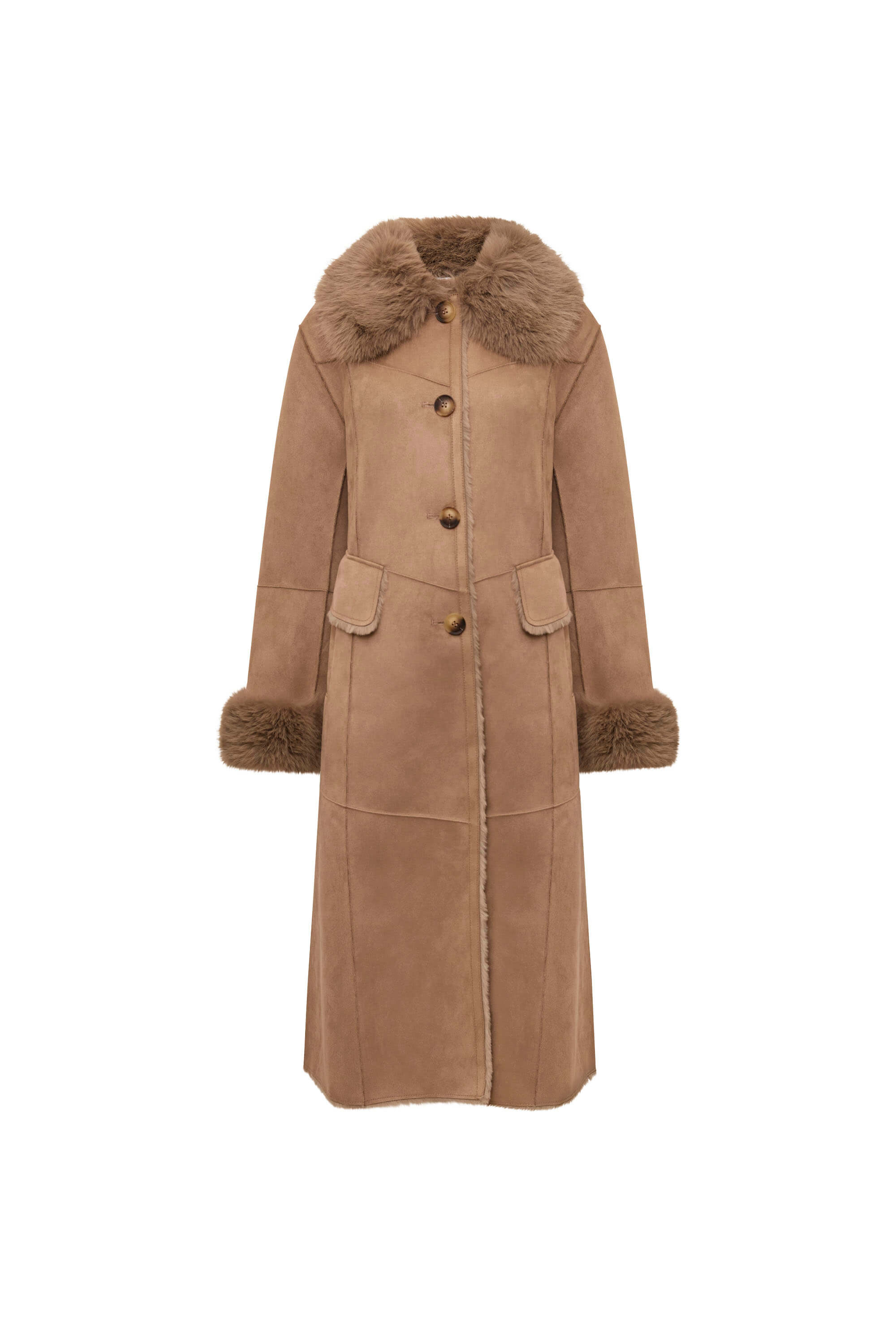 James Lakeland Women's Neutrals Taupe Faux Fur Coat
