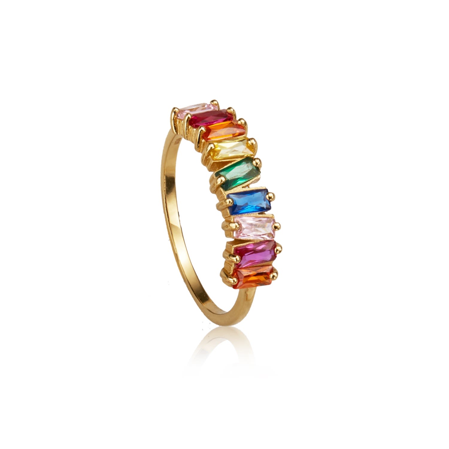Lily & Roo Women's Gold Rainbow Gemstone Cluster Ring In Gold