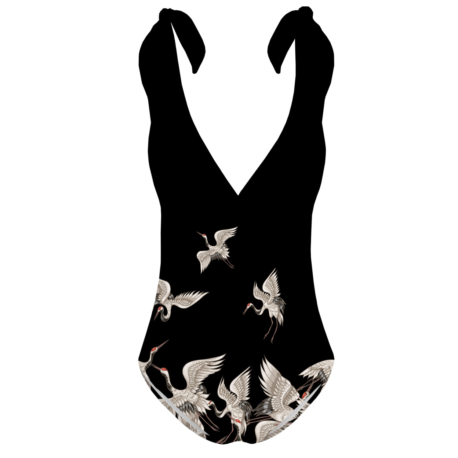 Women’s Black Cranes One Piece Swimsuit Medium Aloha from Deer