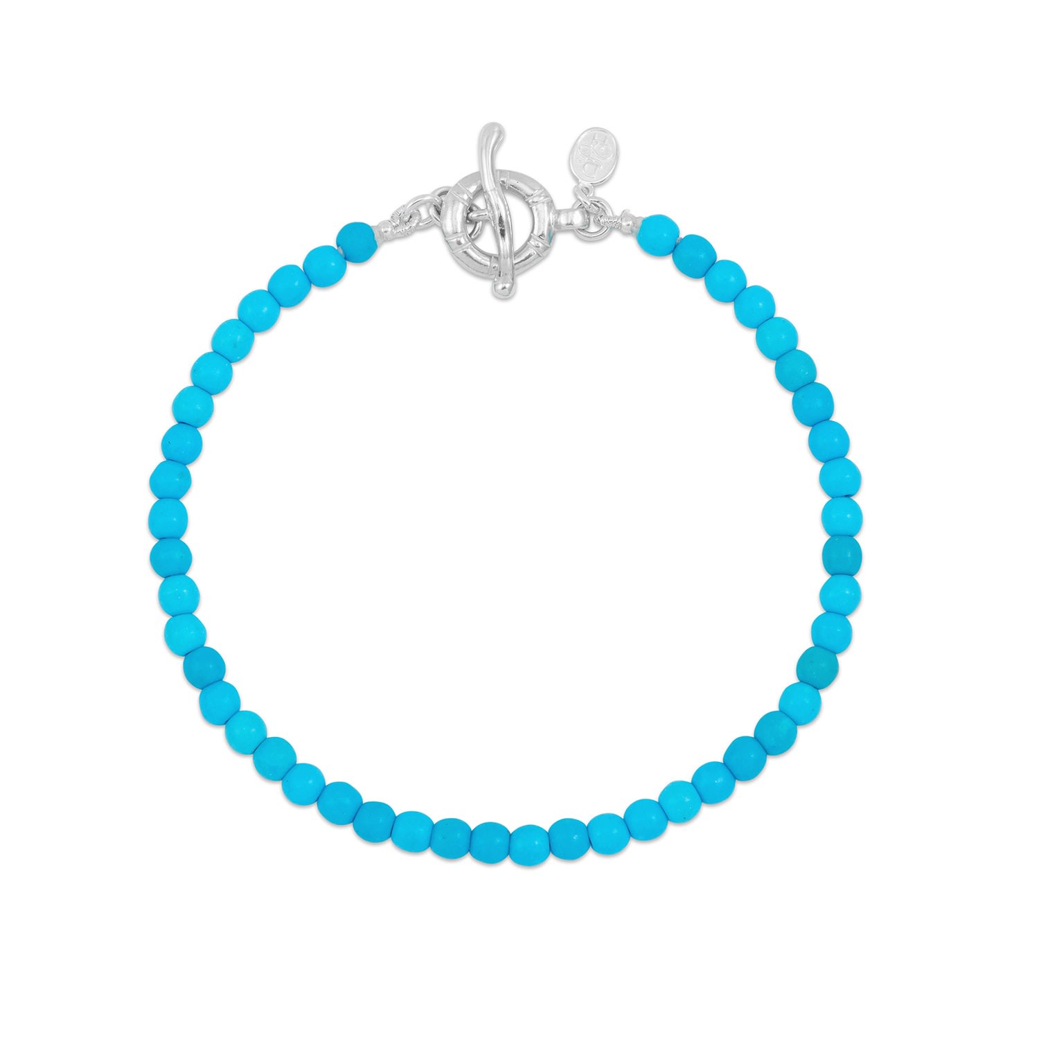 Dower & Hall Blue Mens Turquoise Bead Bracelet In Sterling Silver
