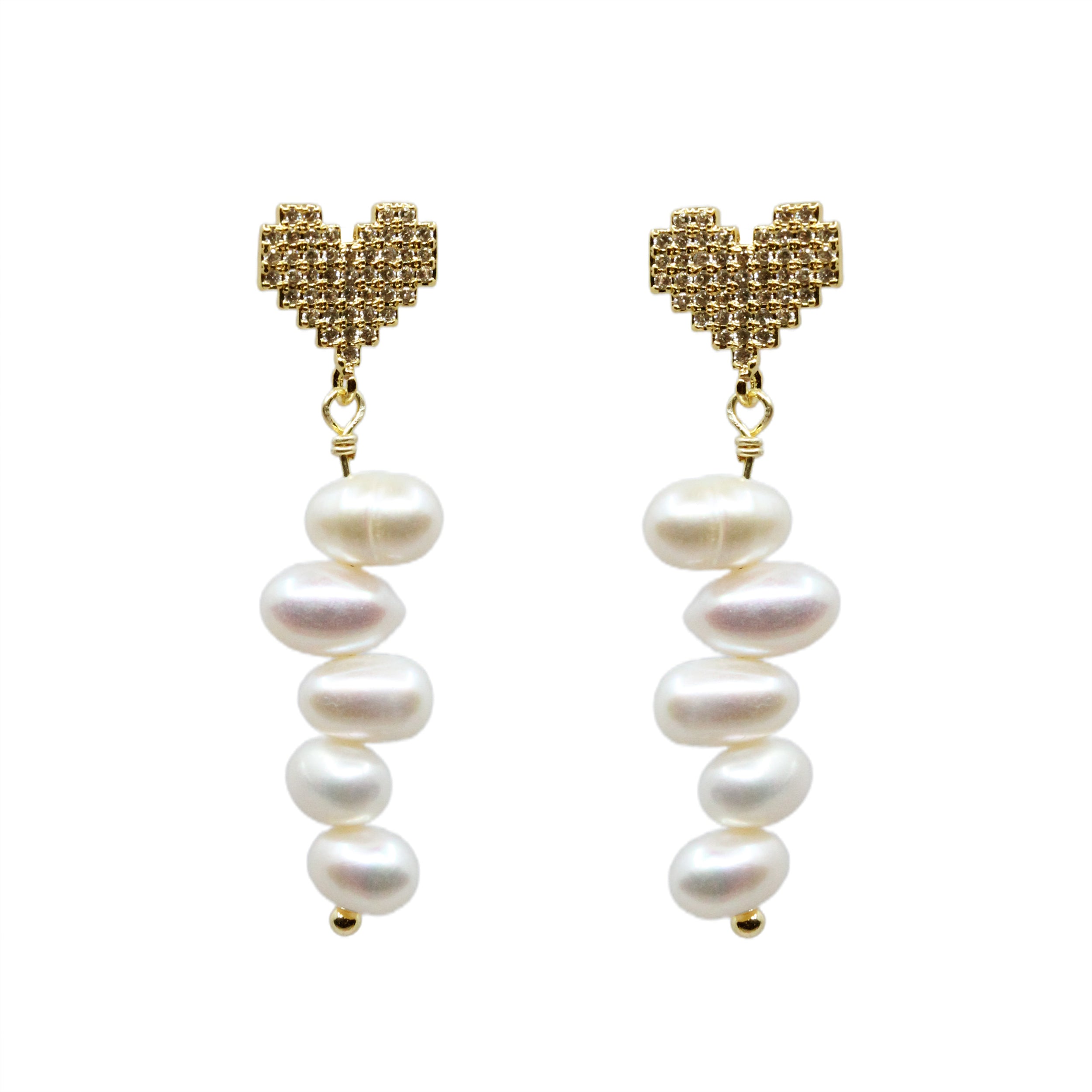 Heartfelt Pearl String Earrings, Ninemoo