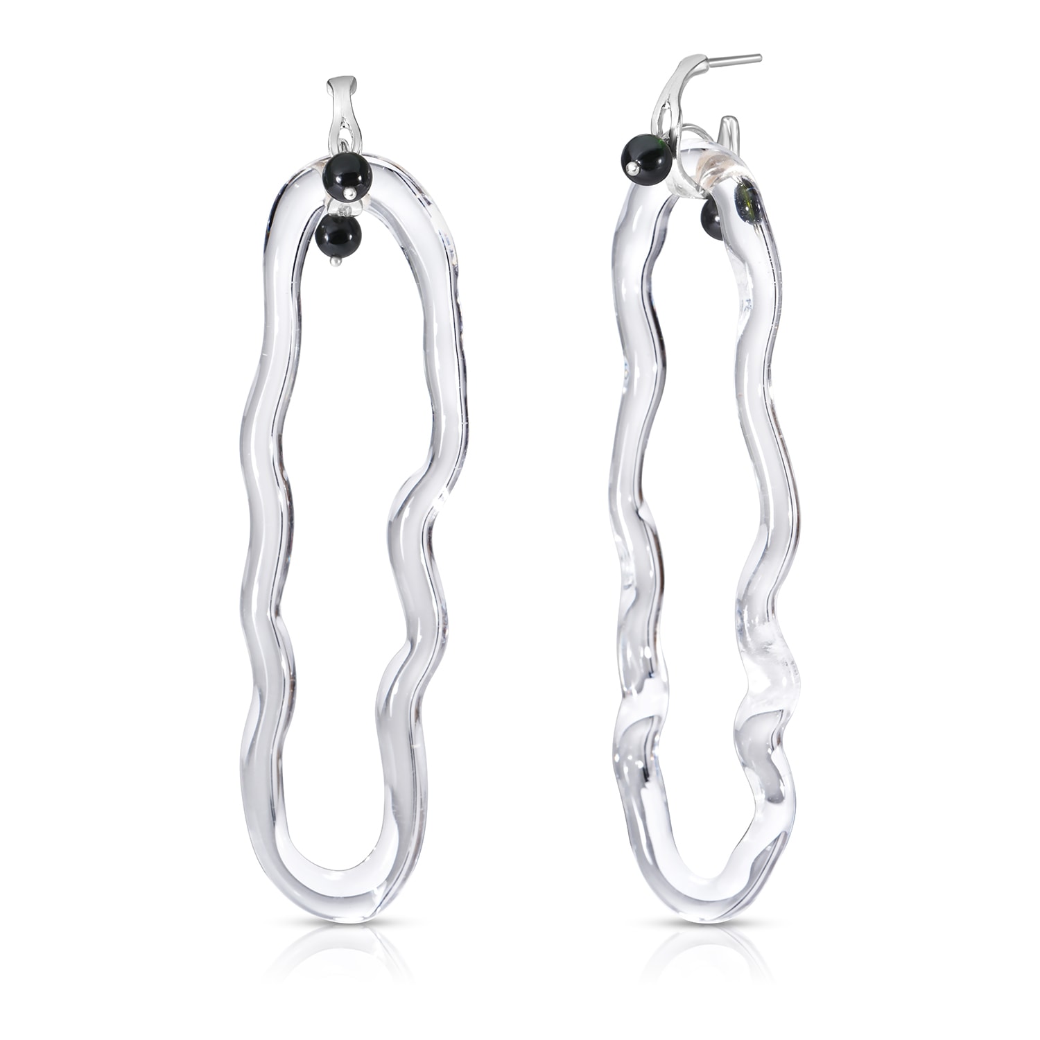 Karen Kriegel Women's Green / Black / Silver Wavy Earrings With Glass Link - Dark Green Tourmaline |october Births