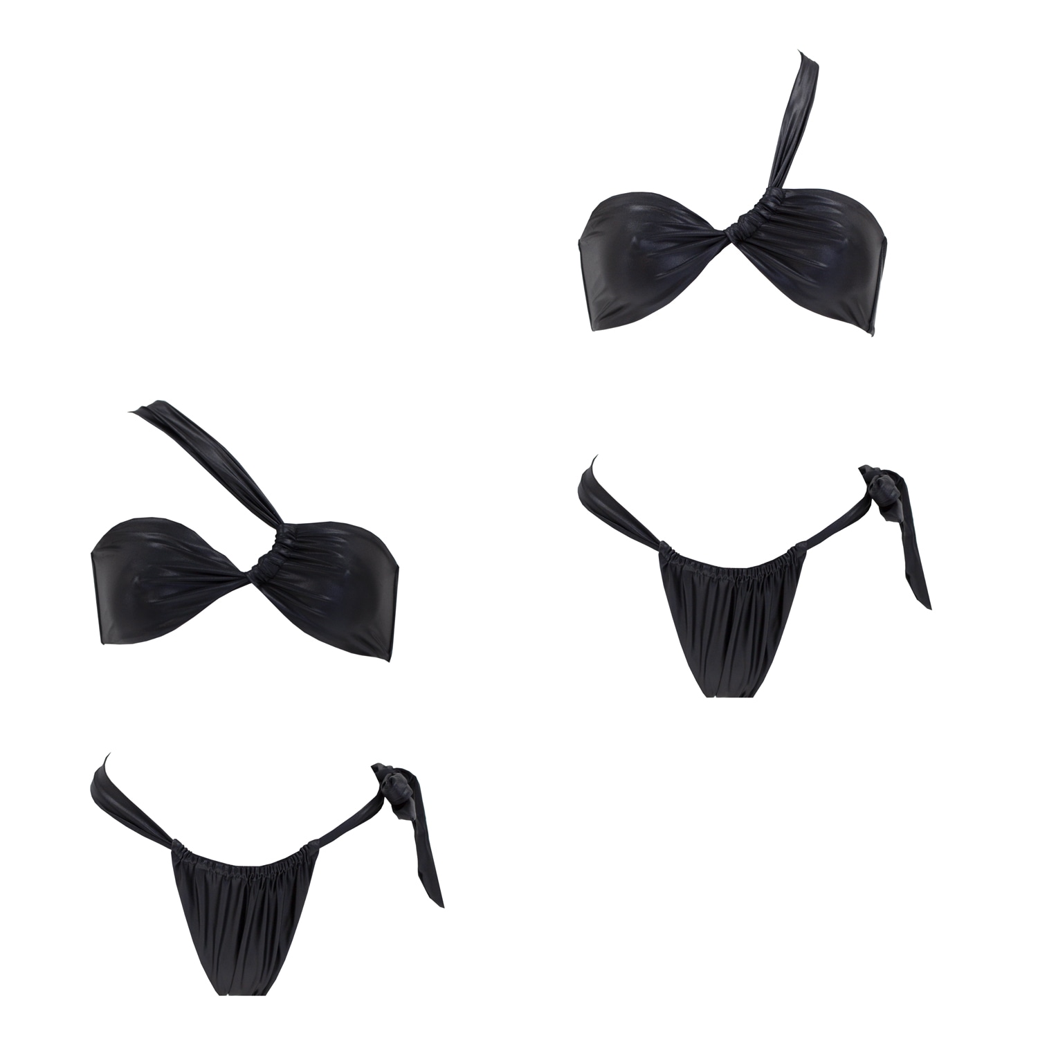 Aulala Paris Women's Everglow Asymmetrical Black Bikini Set In Black